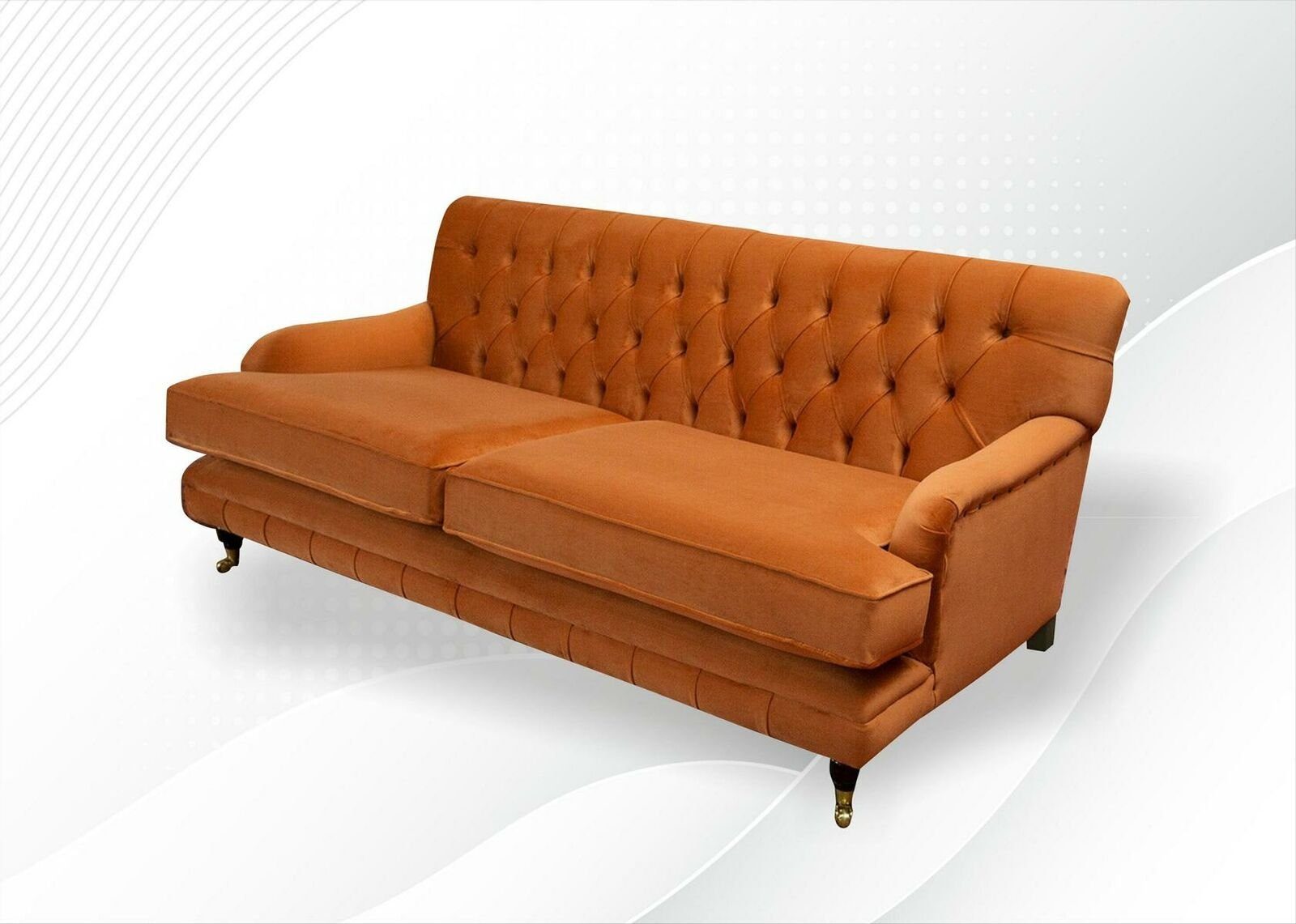JVmoebel Chesterfield-Sofa, Chesterfield Orange Design Couchen Polster Sofas Couch Stoff Wohnzimmer Textil