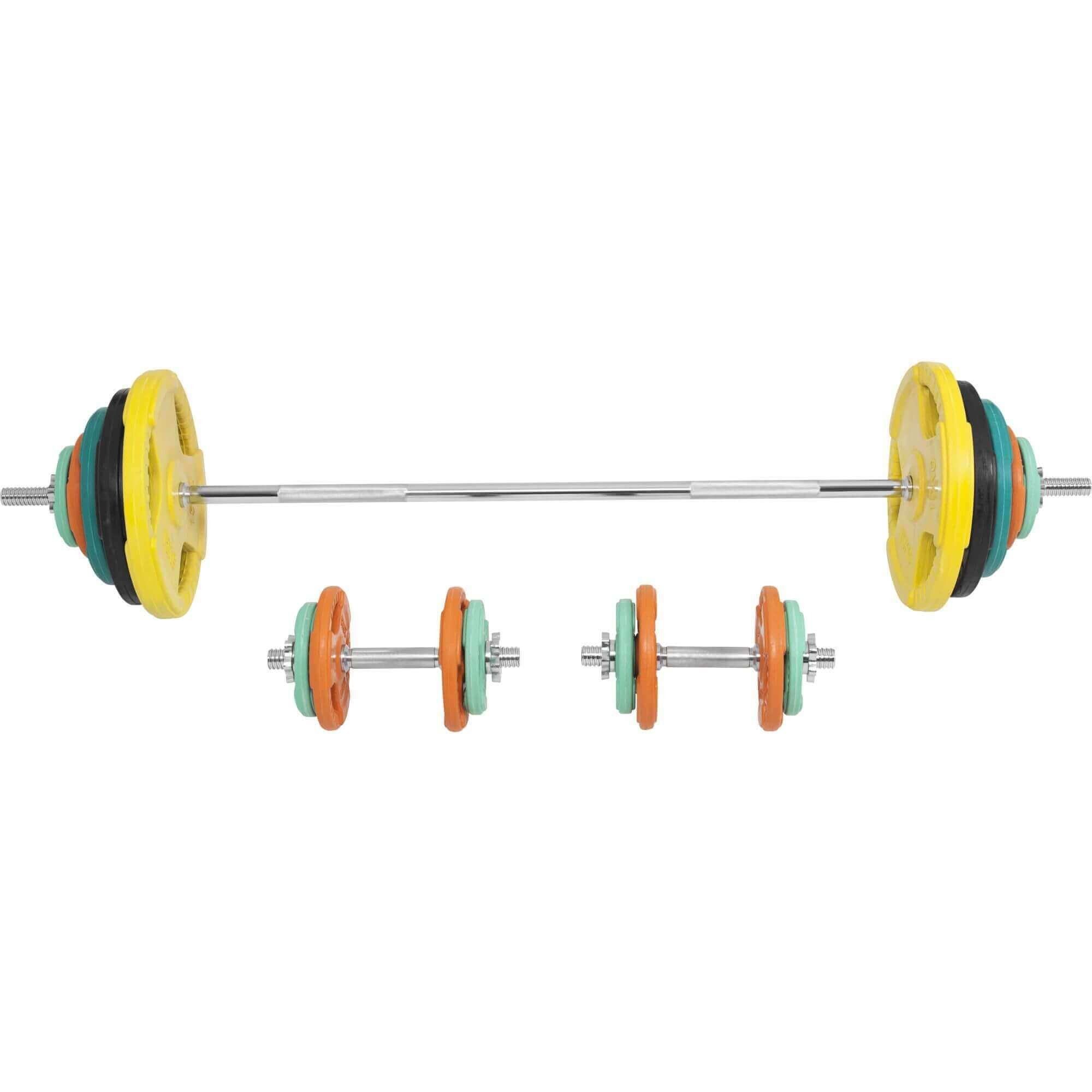 GORILLA SPORTS Hantel-Set Langhantelset Gummi Gripper 100 kg