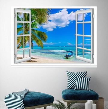 TPFLiving Kunstdruck (OHNE RAHMEN) Poster - Leinwand - Wandbild, Verschiedene Motive mit 3D Fenster Wirkung (Leinwandbild XXL), Farben: Rot, Blau, Orange, Grün, Gelb, Braun -Größe: 20x30cm