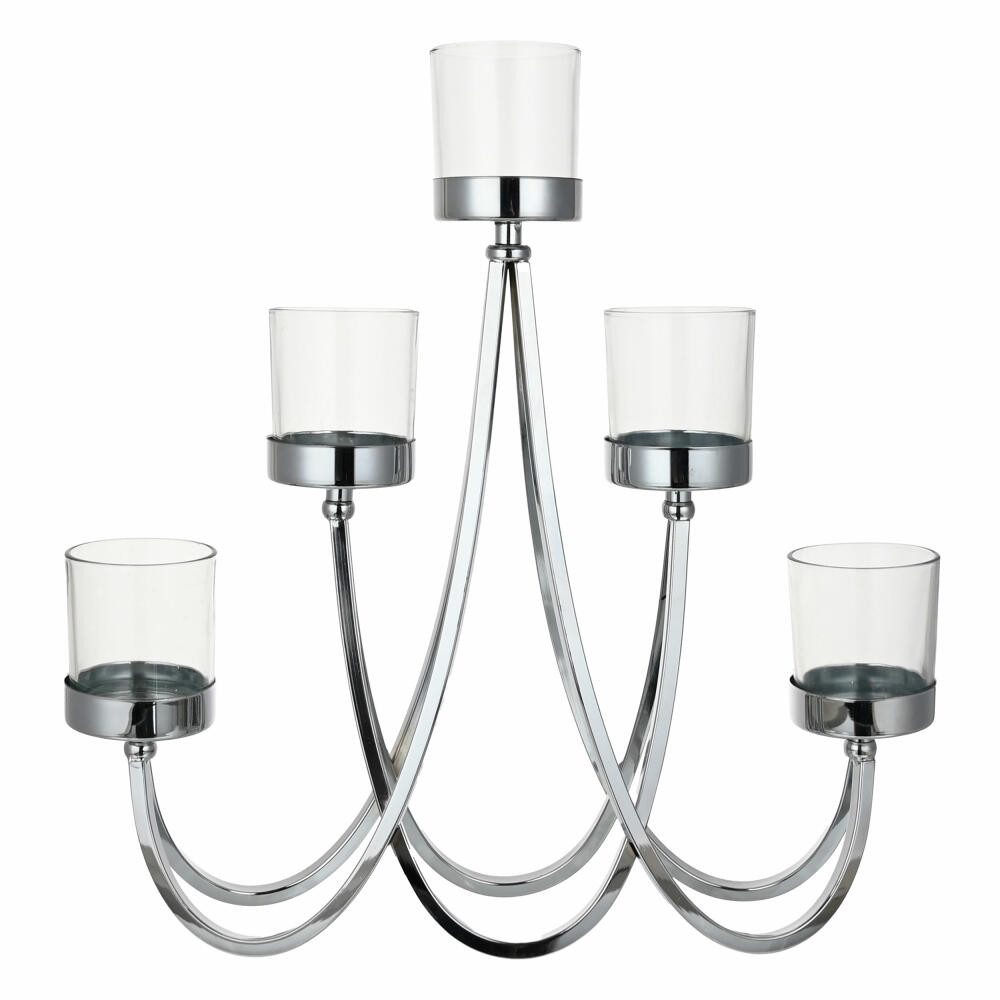 Goebel Kerzenhalter silber mit Klarglas, 41 cm