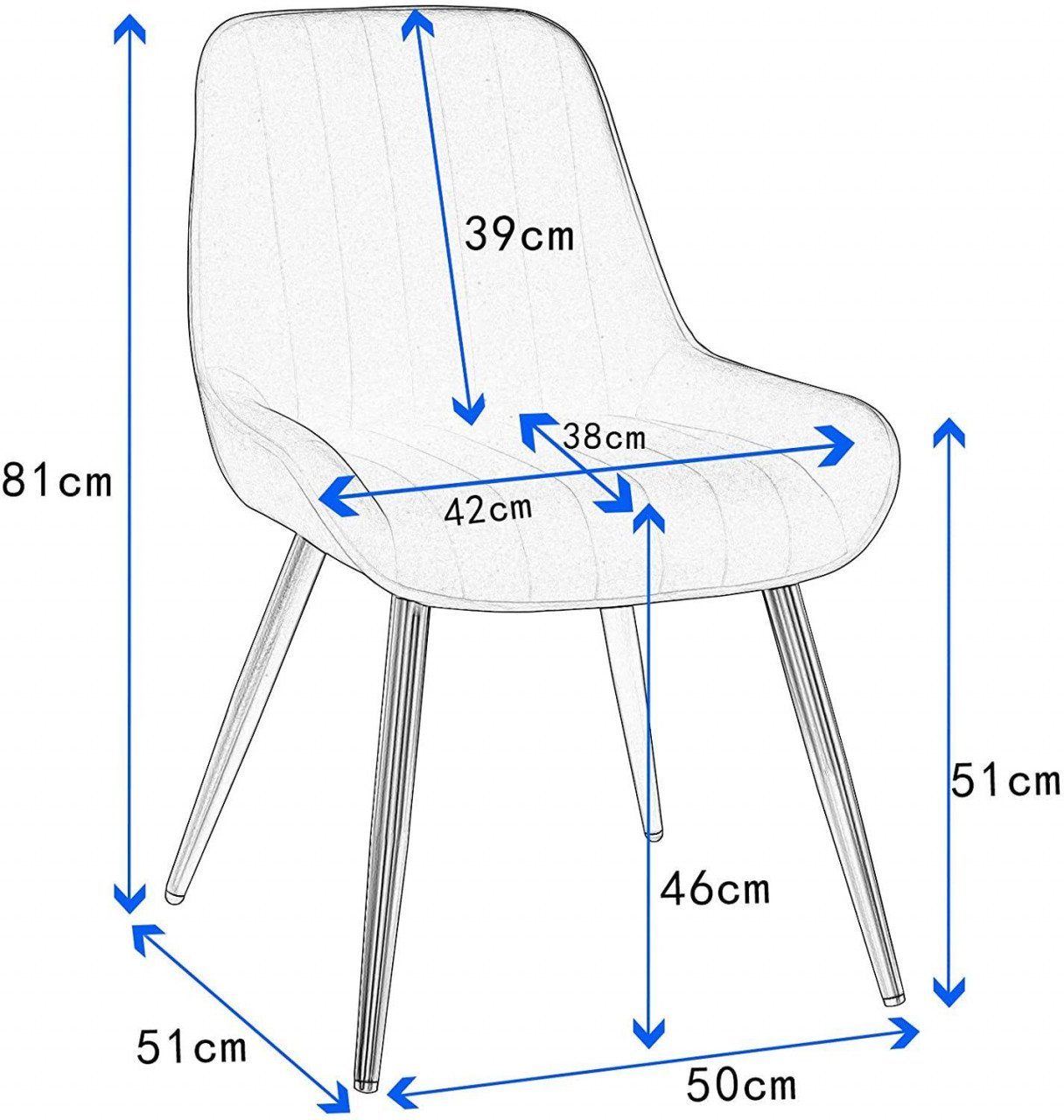 Sitzfläche Retro, mit Samt, Schwarz Schwarz St), aus Esszimmerstuhl (4 | EUGAD Metallbeine