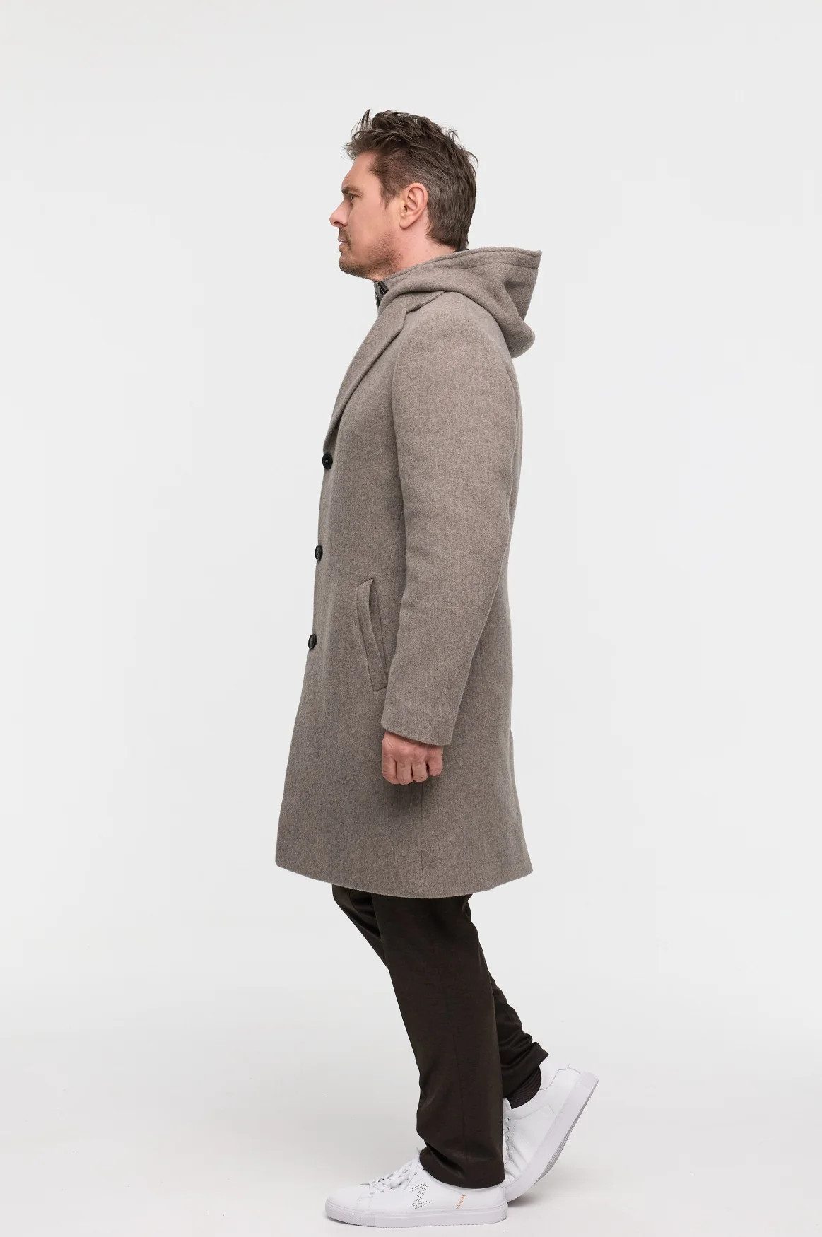 ZUITABLE Wollmantel 252814 DiArvid - Herren Filzmantel modern - mit Kapuze - Wollmantel