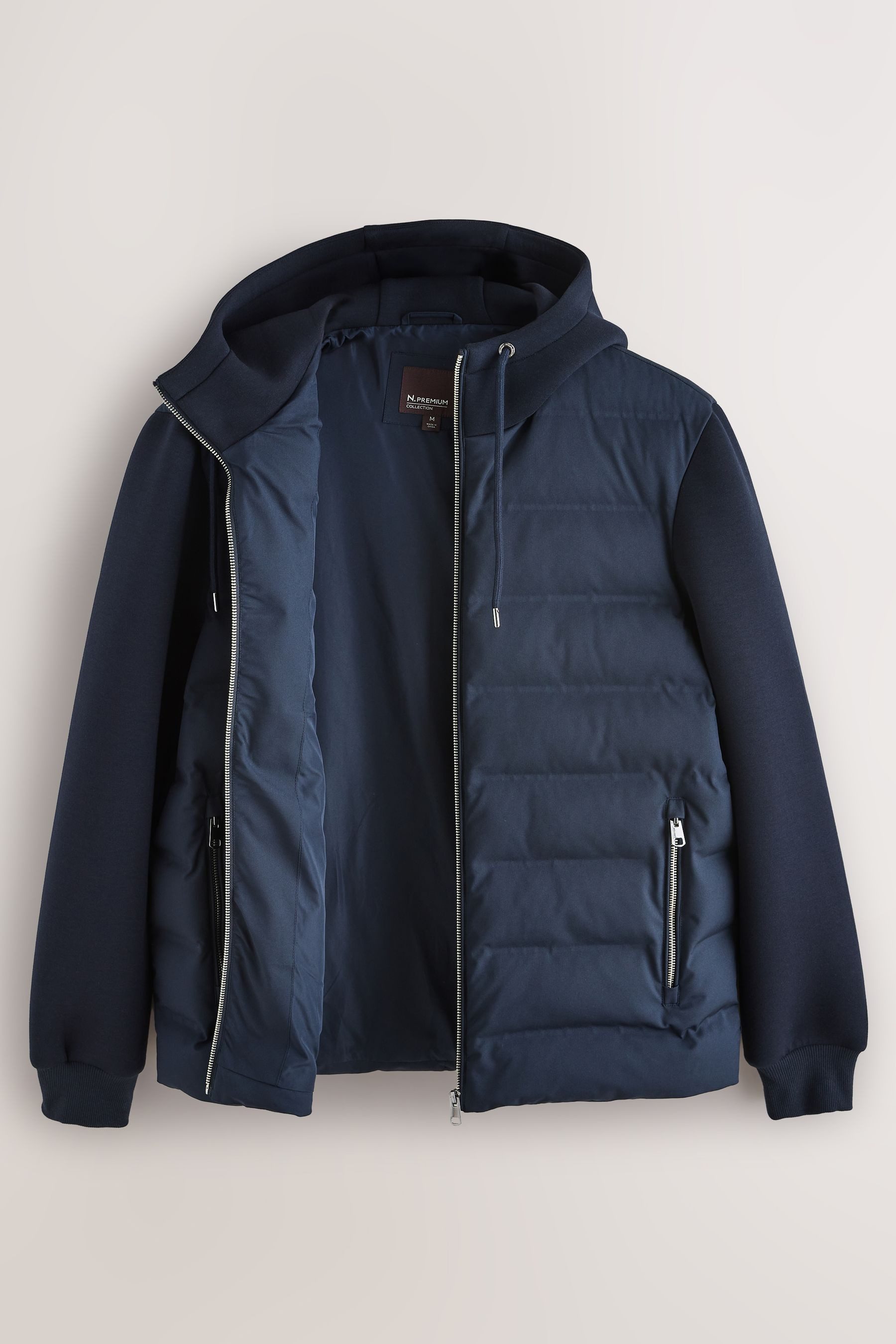 Next Hemdjacke Gesteppte Hybrid-Jacke mit Kapuze (1-St)