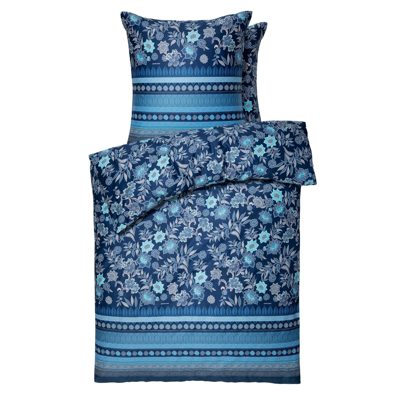 Bassetti Bettwäsche Bettwäsche Bassetti Mako Satin Varigotti B1 blau 135x200, Mako Satin, 2 teilig, 100% Baumwolle (Premium Mako Satin)