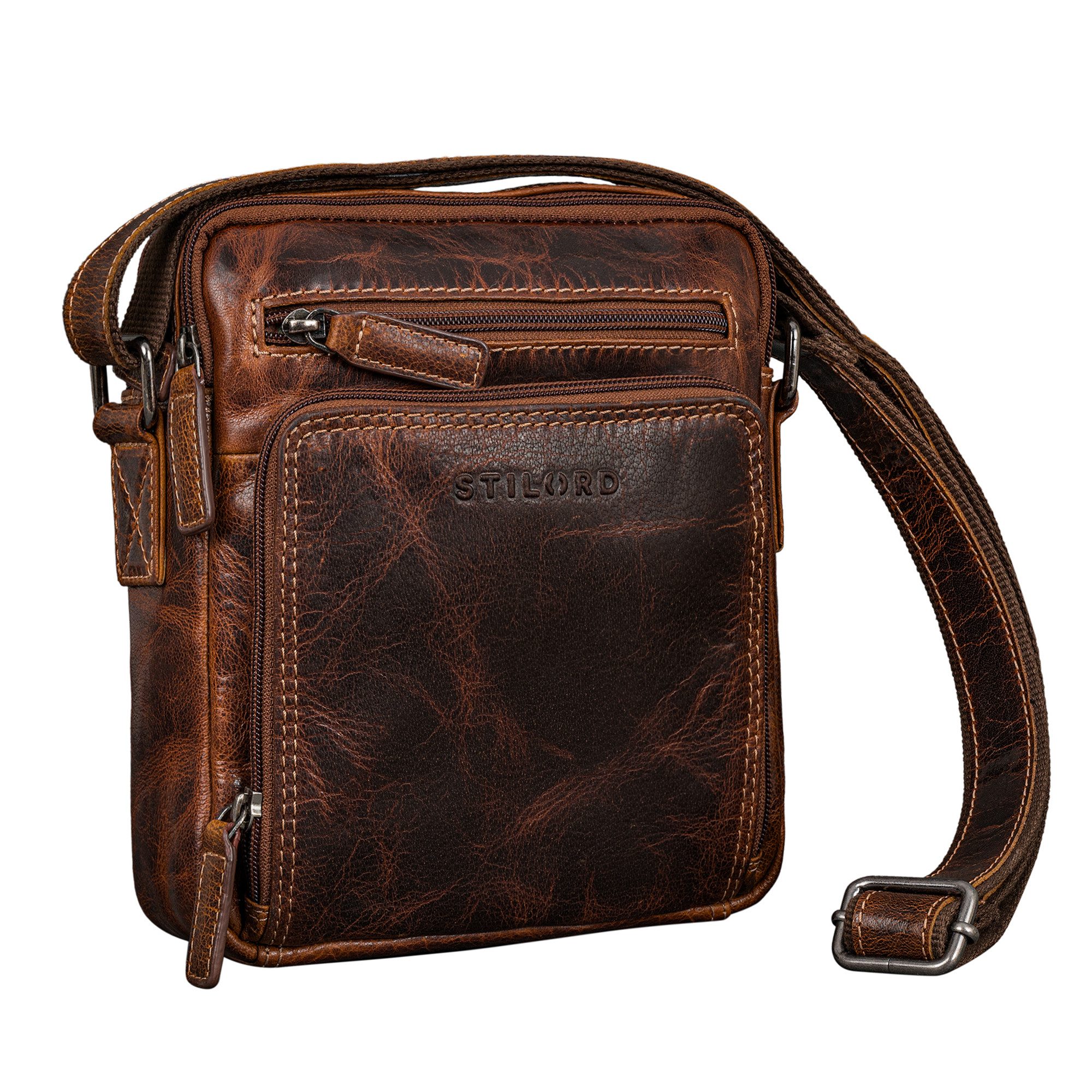 STILORD Schultertasche "Winston" Stylishe Umhängetasche Herren Klein Leder Tablet 9,7 Zoll