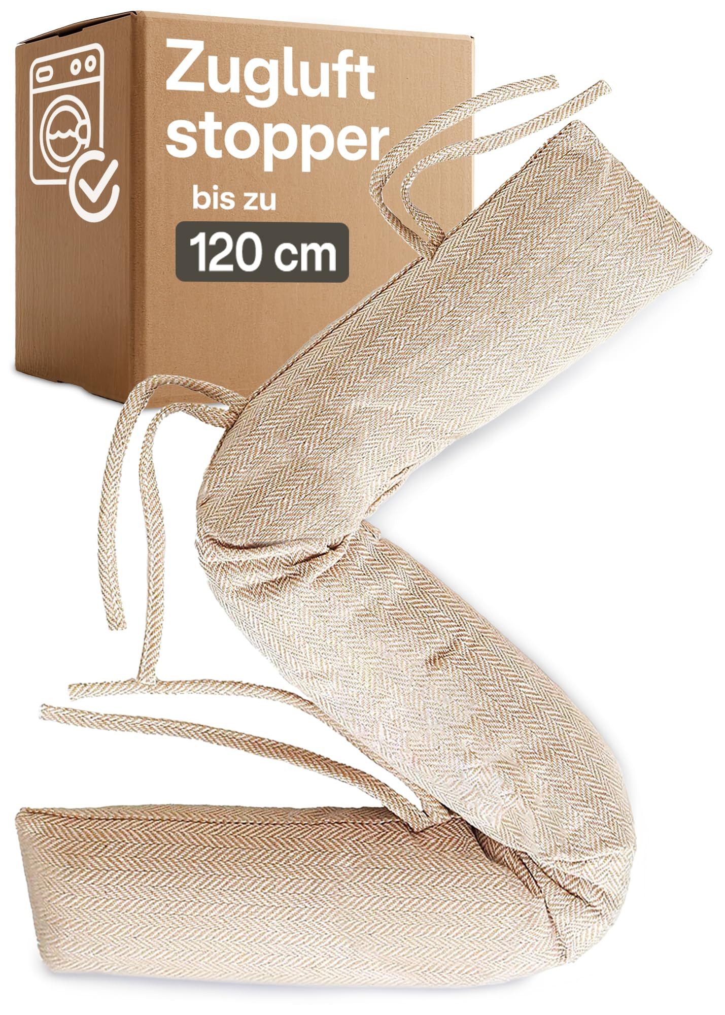 Praknu Zugluftstopper für Türen & Fenster bis 120cm - Waschbar - Energiesparend - Extra Lang, Zugluftstopper 120 cm, 1-tlg., Zugluftstopper für Türen & Fenster, 120 cm, Effektiver Kältestopp vor Zugluft unter der Tür - Wärmedämmung