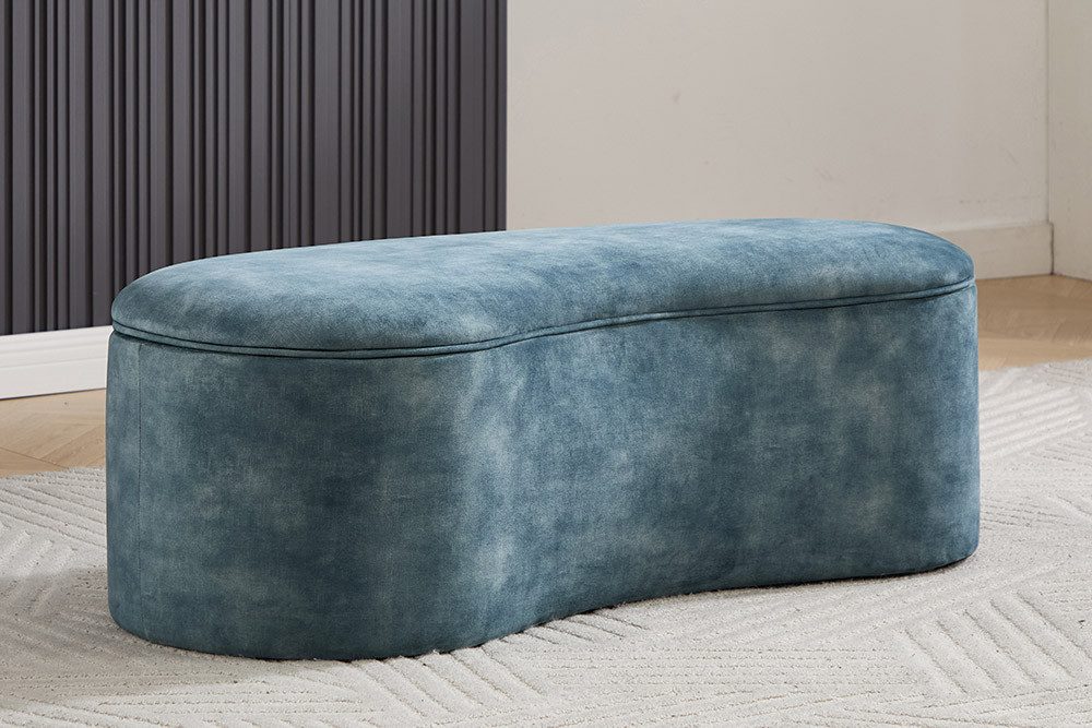 riess-ambiente Polsterbank ELEMENTAL 120cm petrol - Samt, mit Stauraum, organische Form, modern (Einzelartikel, 1-St), Extravagante Sitzbank - ideal für Wohn- und Schlafzimmer oder Flur