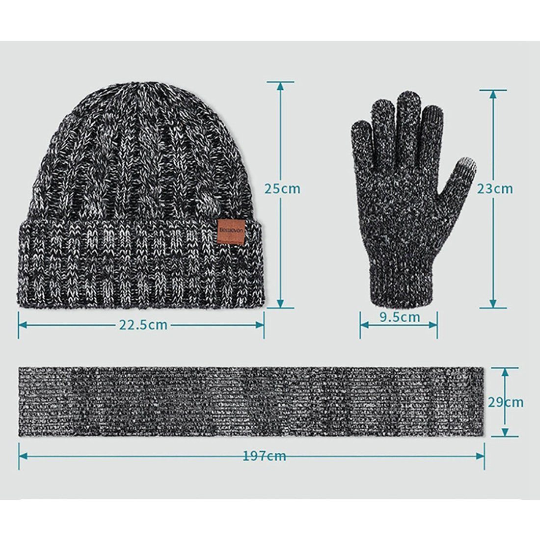 Warmhalten zum Handschuhe, DAYUT Unisex-Strickmütze, Winterschal Strickhandschuhe