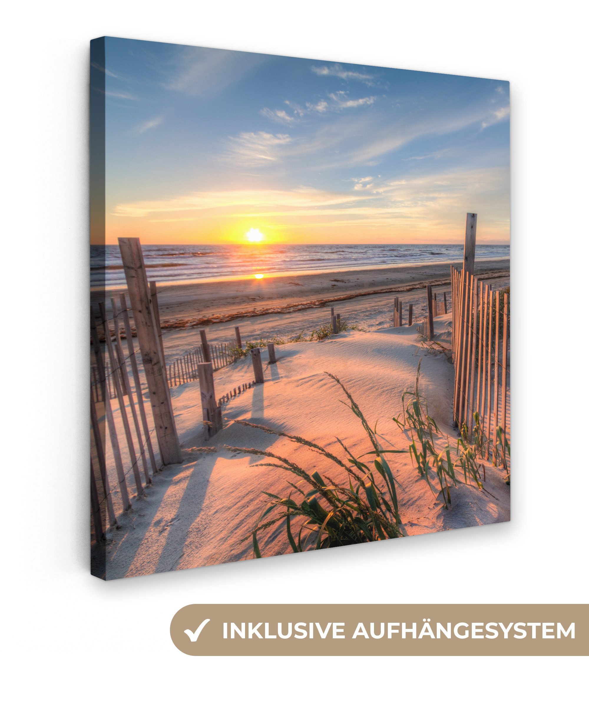 OneMillionCanvasses® Leinwandbild Strand - Meer - Düne - Sonnenuntergang - günstig online kaufen