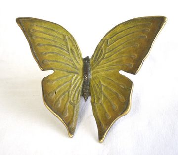 Bronzeskulpturen Skulptur Bronzefigur kleiner gelber Schmetterling