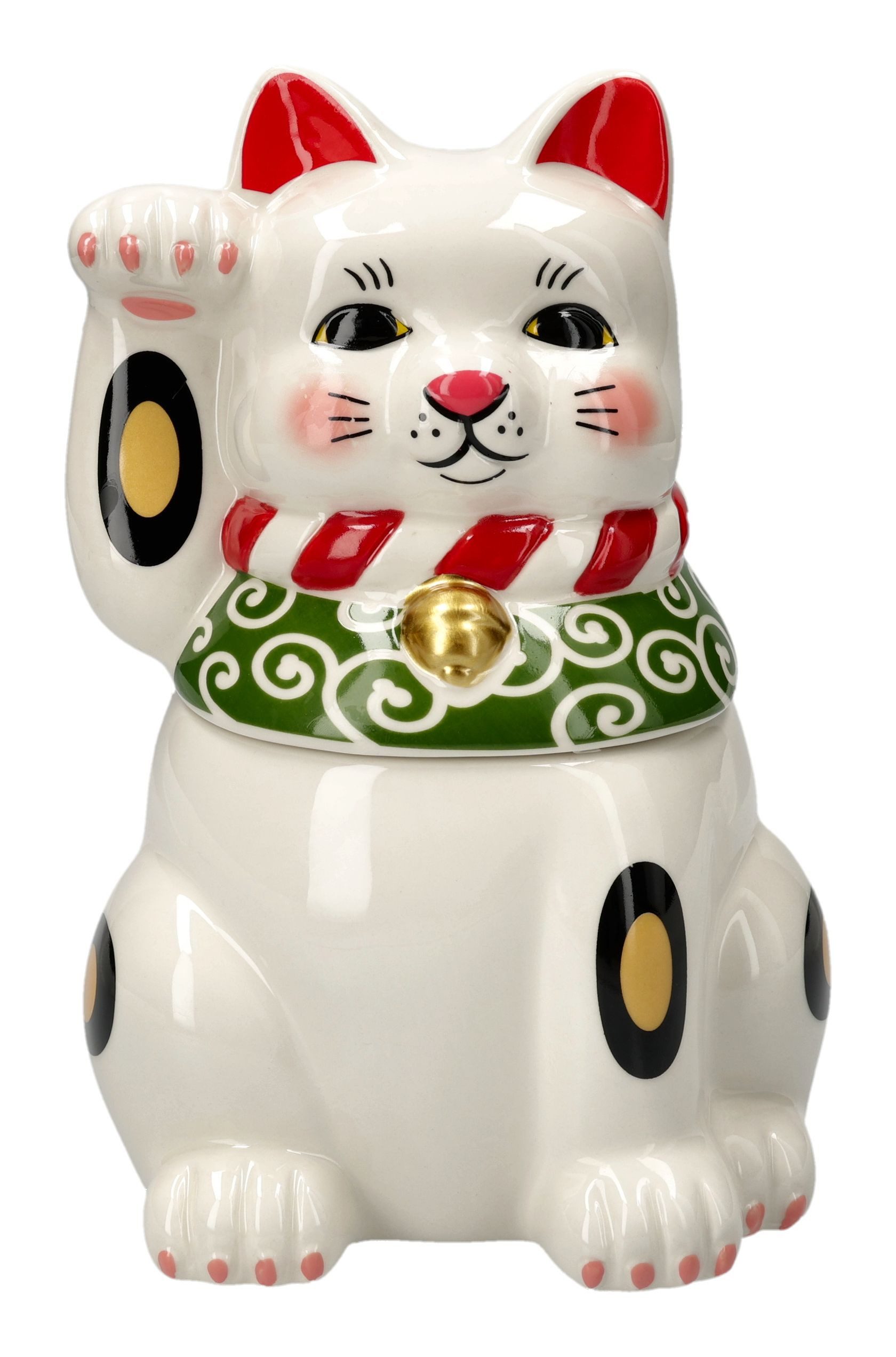 Figuren Shop GmbH Dekoobjekt Maneki Neko Keksdose – Winkekatze Keramik Figur 22 cm Glücksdose