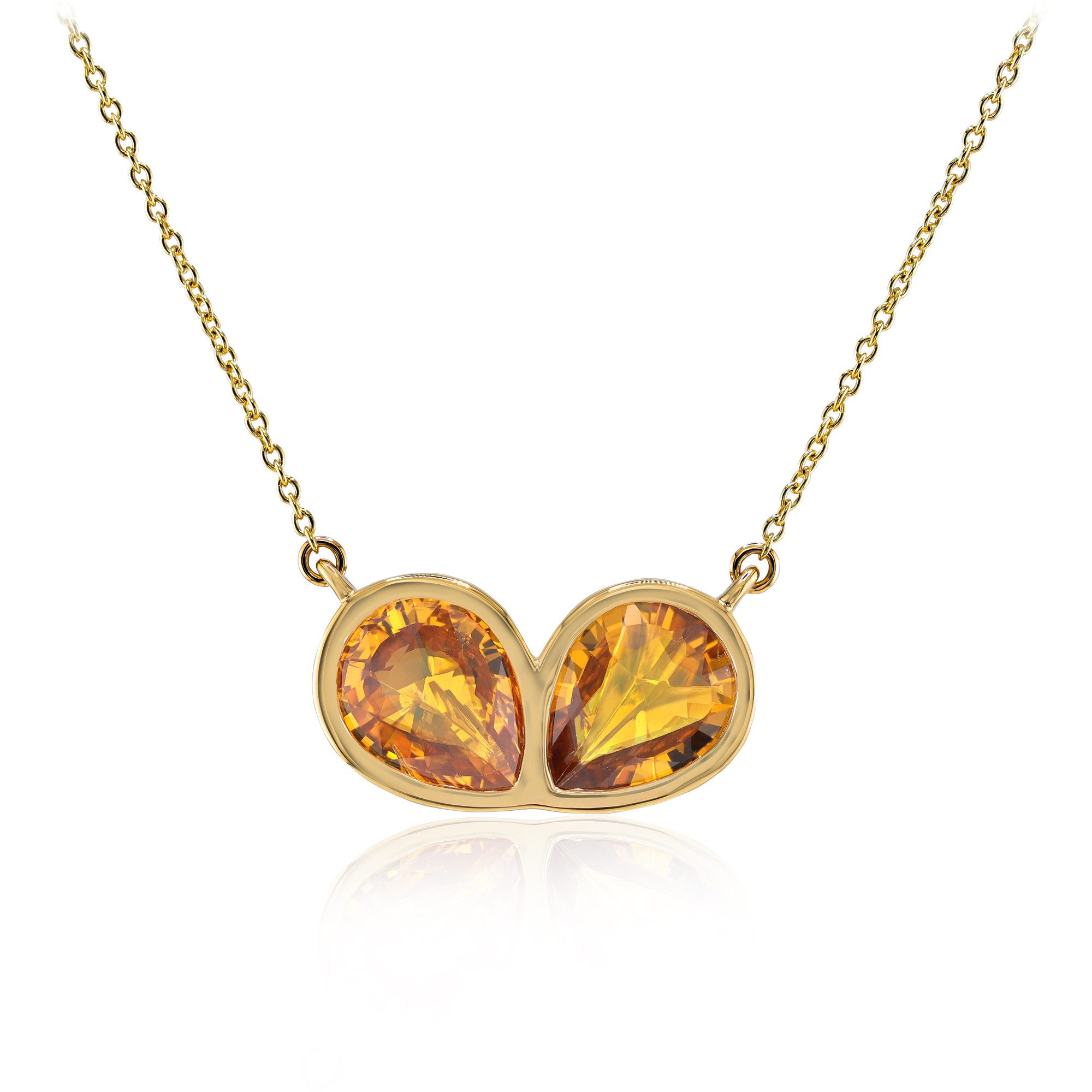 Cavill Goldkette Cavill 375er Gelbgold Halskette mit 3,69 ct Orangen Saphiren Tropfen (1-tlg)