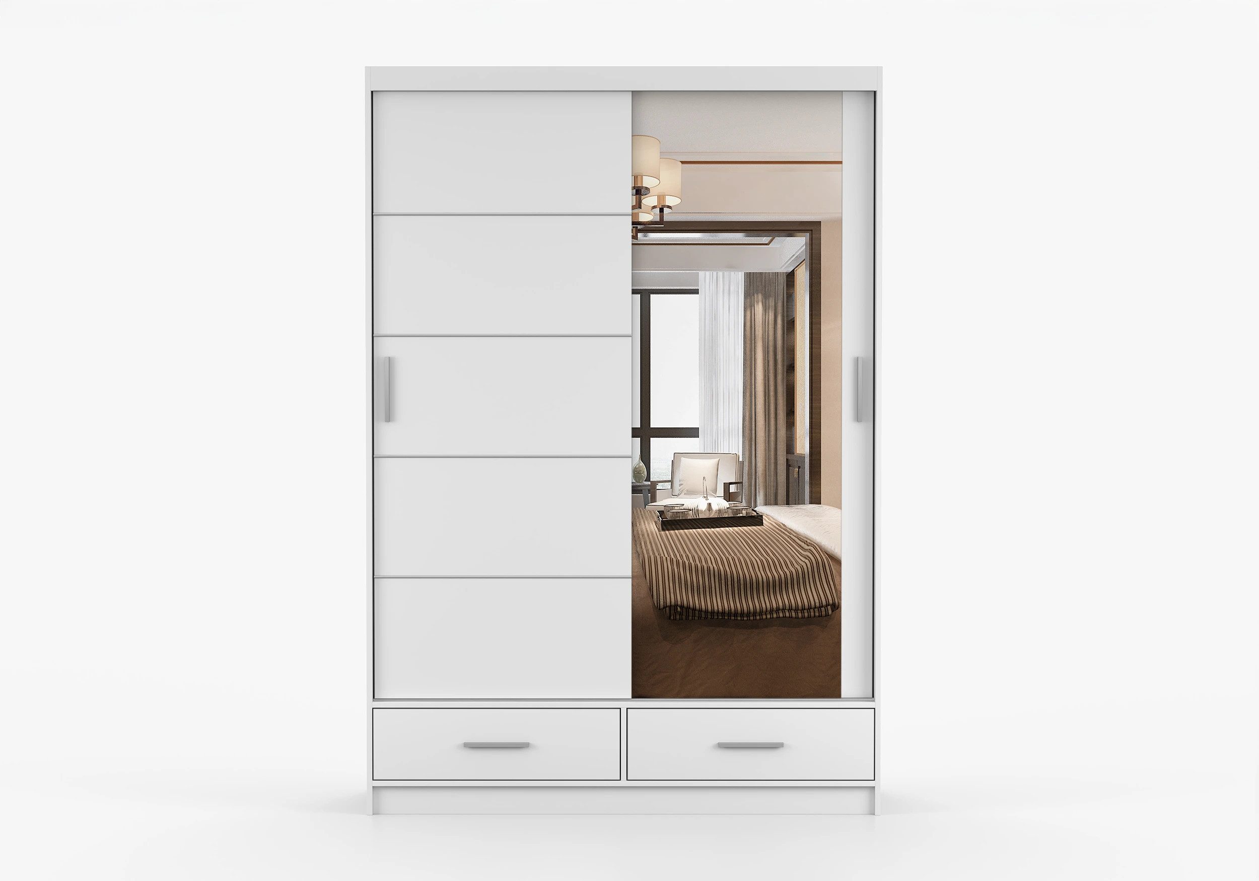 imoebel24 Schwebetürenschrank FLORENCE 150 cm - Weiss / Weiss günstig online kaufen