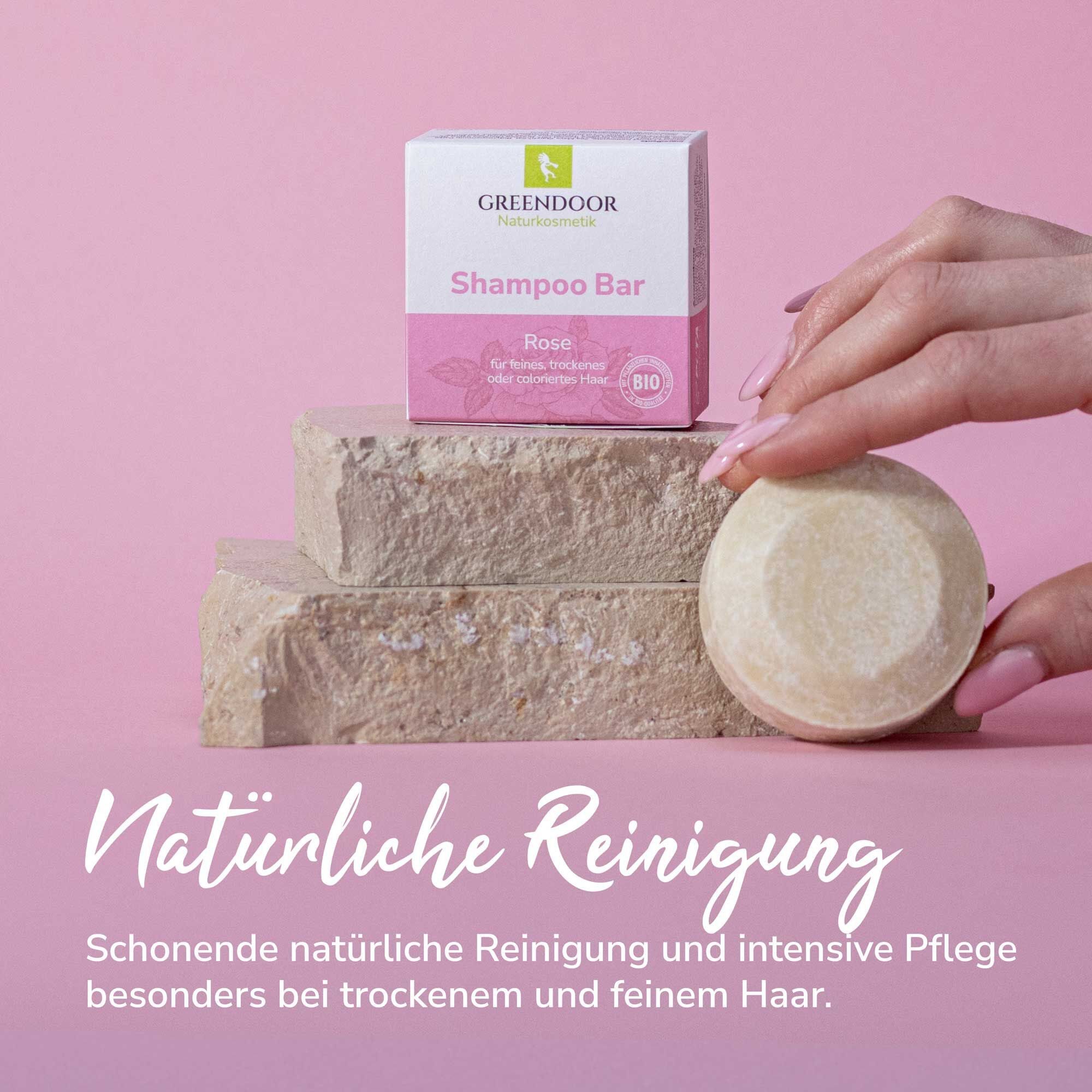 GREENDOOR Festes Haarshampoo Shampoo Bar Rose