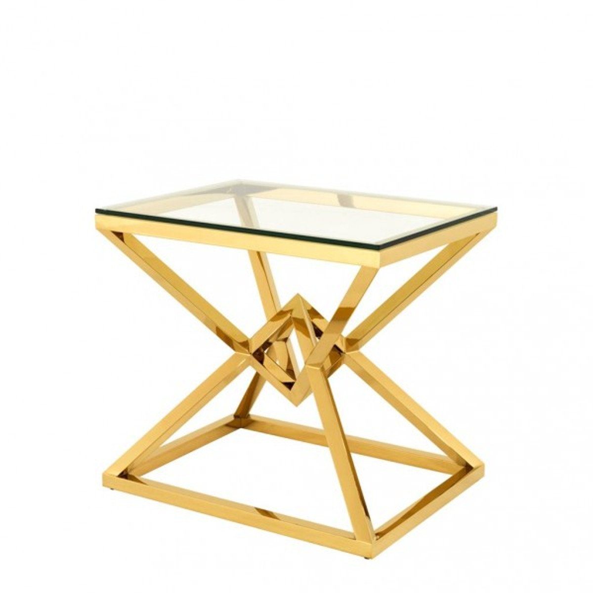 Casa Padrino Beistelltisch Luxus Beistelltisch Edelstahl Gold Finish 65 x 50 x H 60 cm - Tisch Möbel