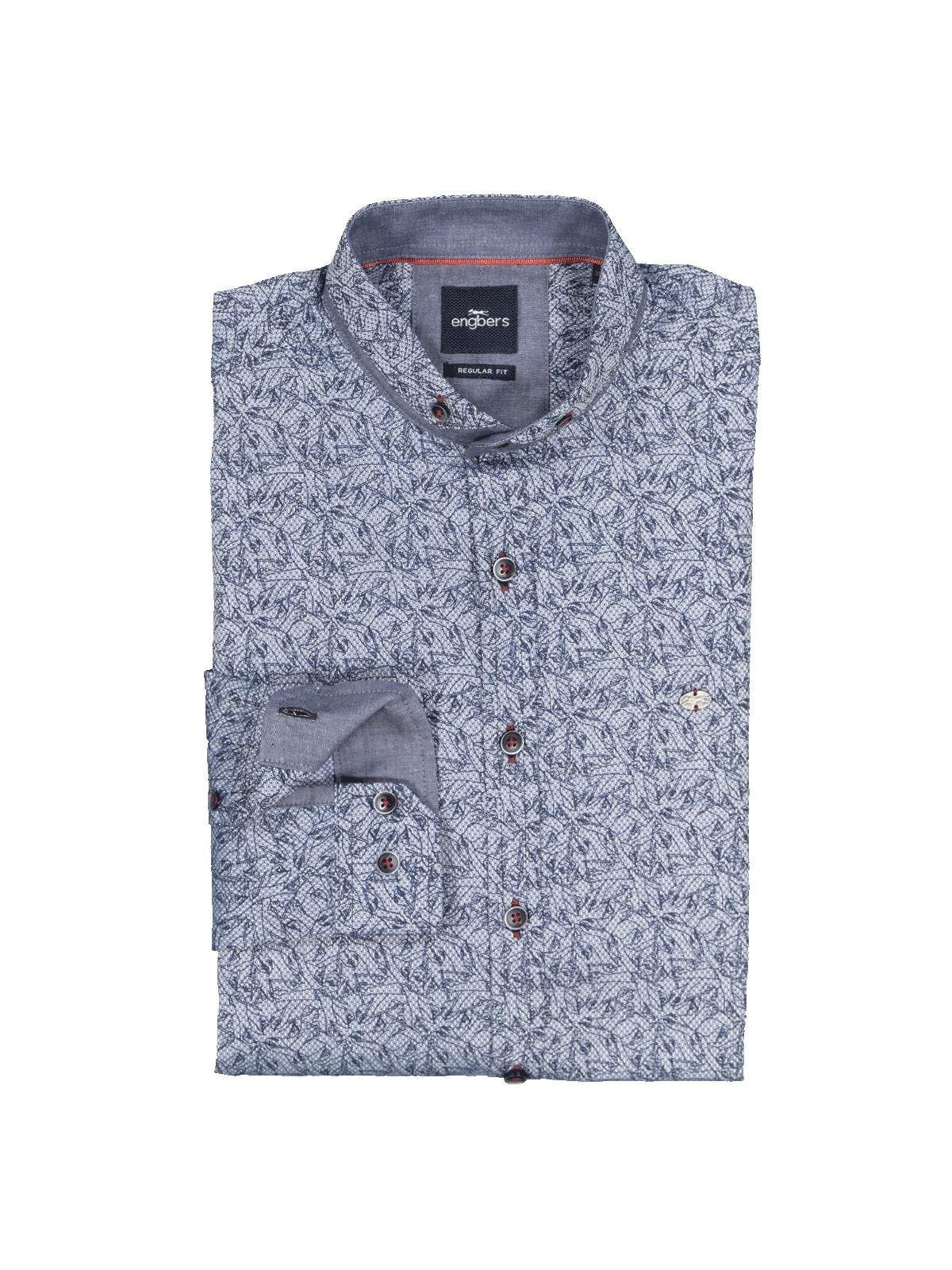 Engbers Langarmhemd engbers Herren Langarm-Hemd gemustert, Saphirblau