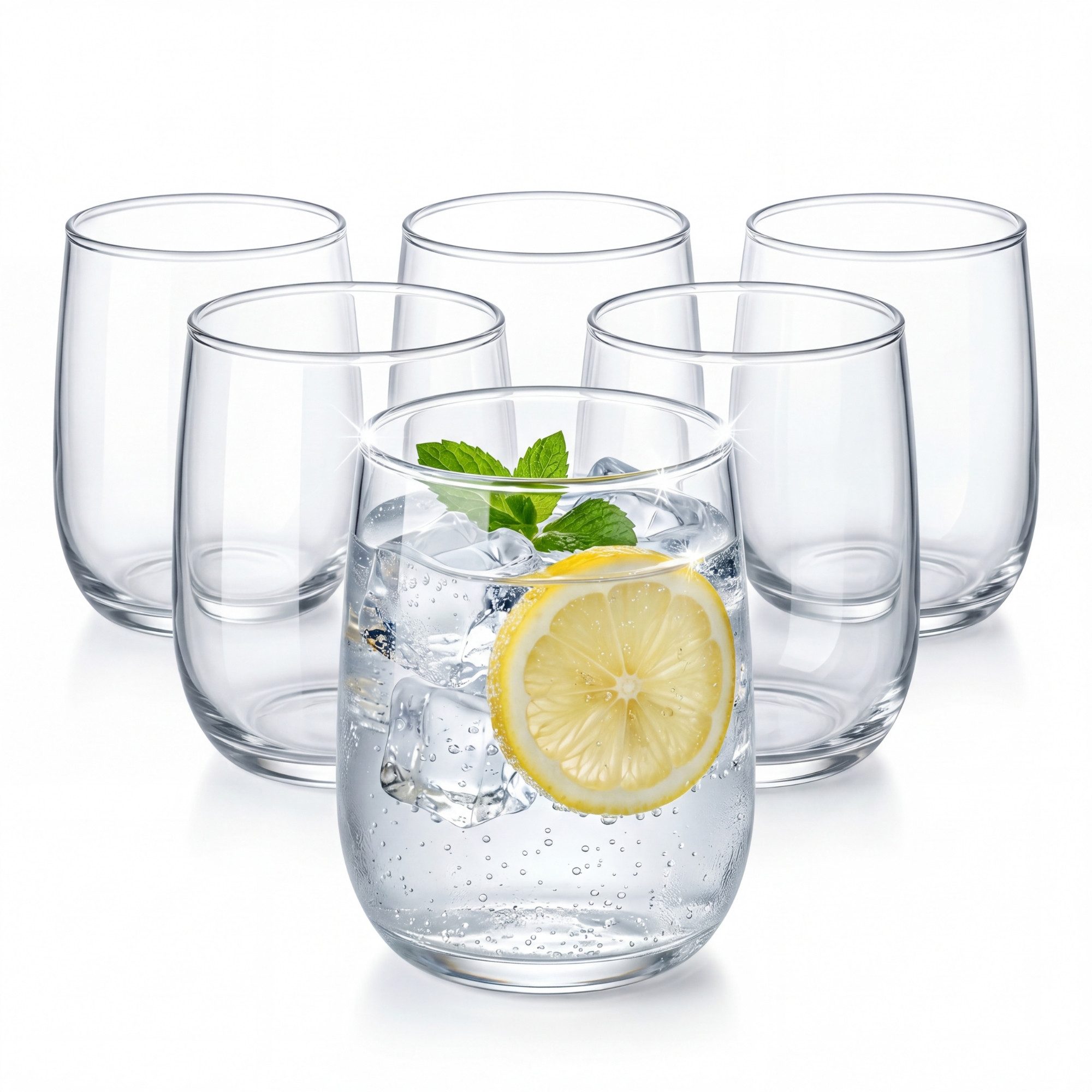 BigDean Glas Gläser Set 6 Stück 320 ml Trinkgläser Wassergläser Saftgläser, 6-tlg., Glas, Elegant, Schlicht, Spülmaschinenfest, Pflegeleicht