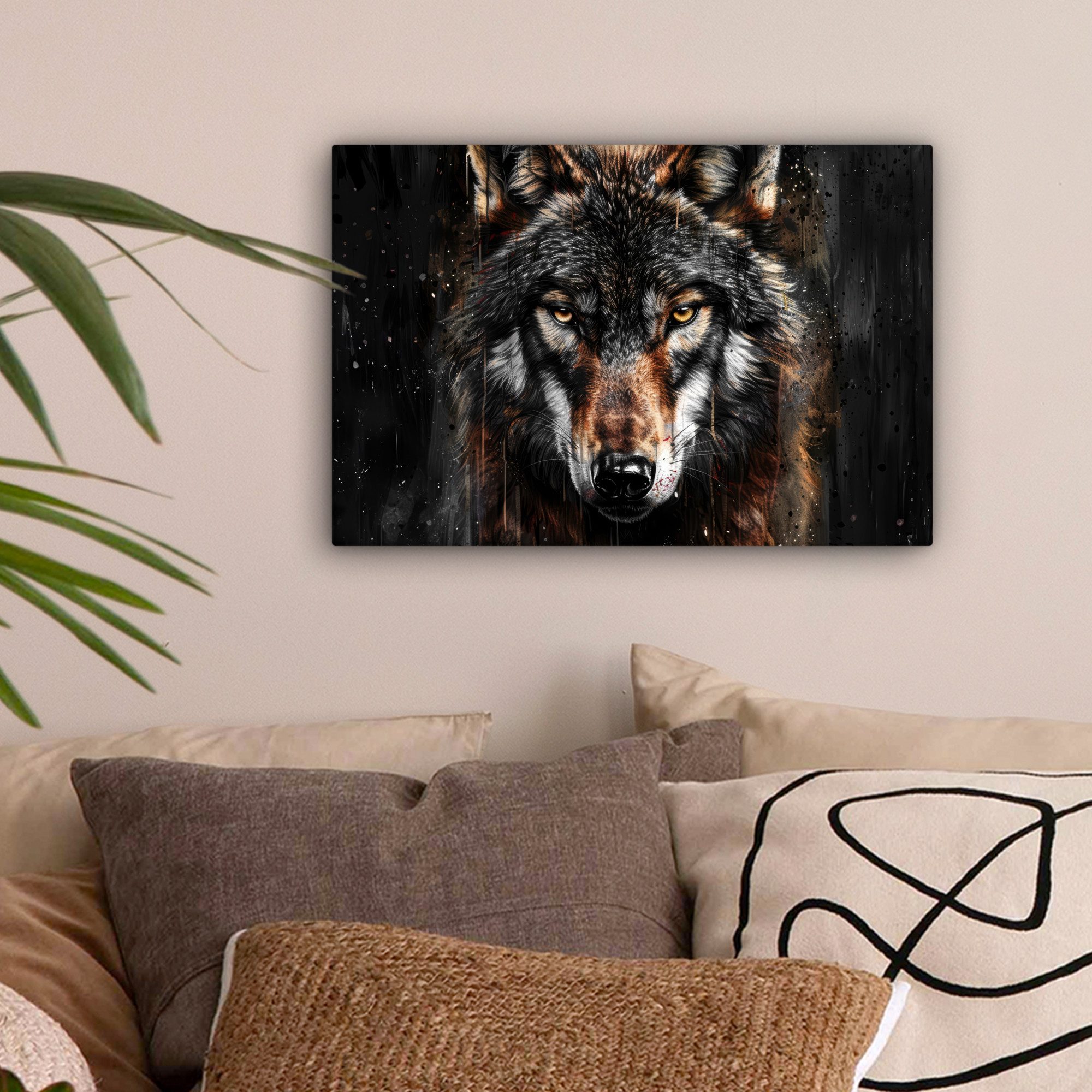 OneMillionCanvasses® Leinwandbild Tiere - Wolf - Porträt - Schwarz - Braun, günstig online kaufen