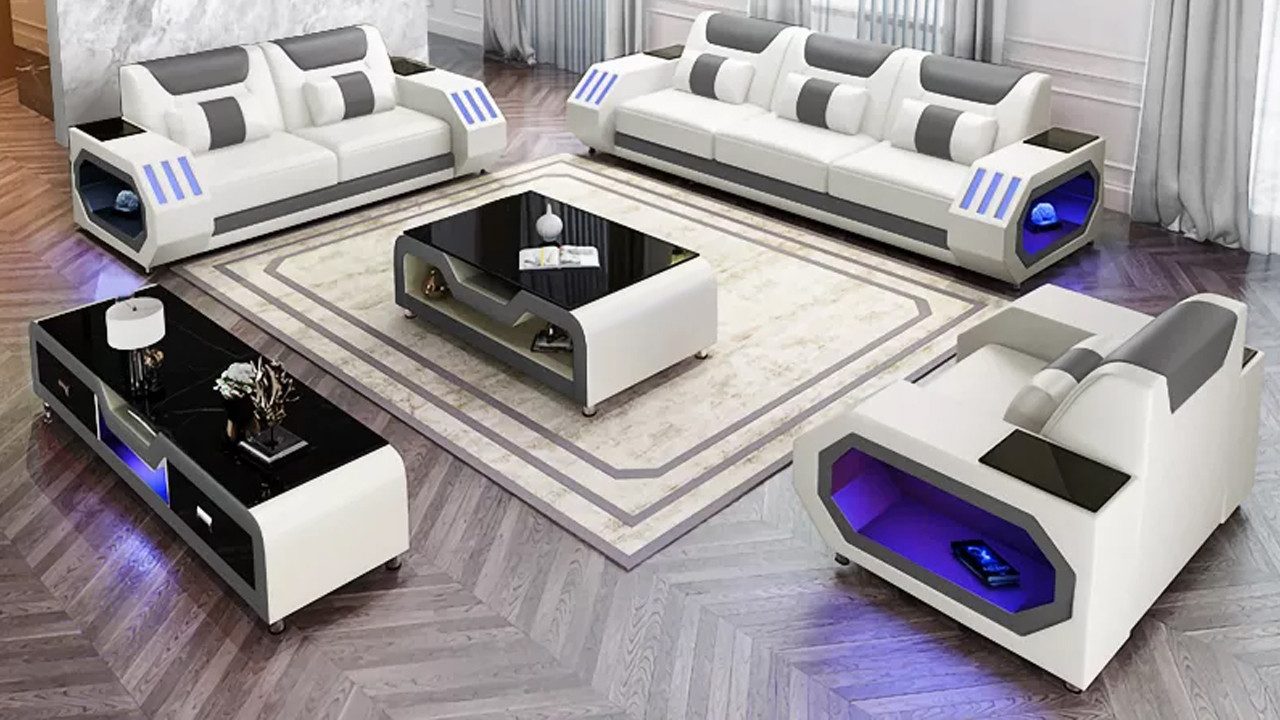 Xlmoebel 3-Sitzer Modernes Ledersofa in Dreierkombination zeitgemäßes Design, Hergestellt in Europa