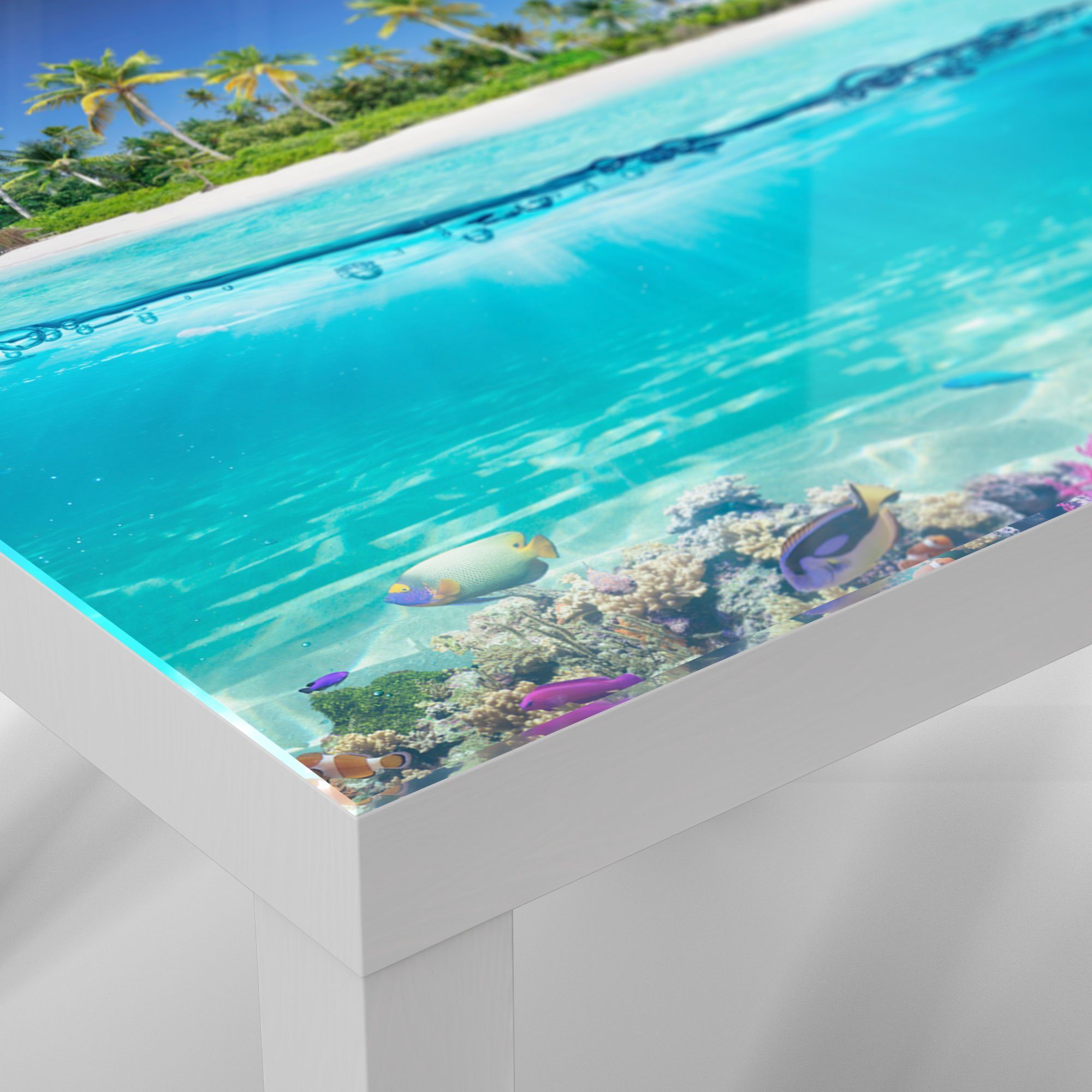 Meer', Beistelltisch 'Insel tropischen Weiß im DEQORI Glas Glastisch modern Couchtisch
