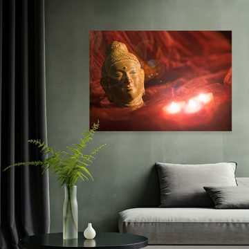 EGLO LED Dekolicht, LED-Leuchtmittel fest verbaut, LED Wandbild Leuchtbild Wanddeko Buddha Kunstdruck mit Beleuchtung