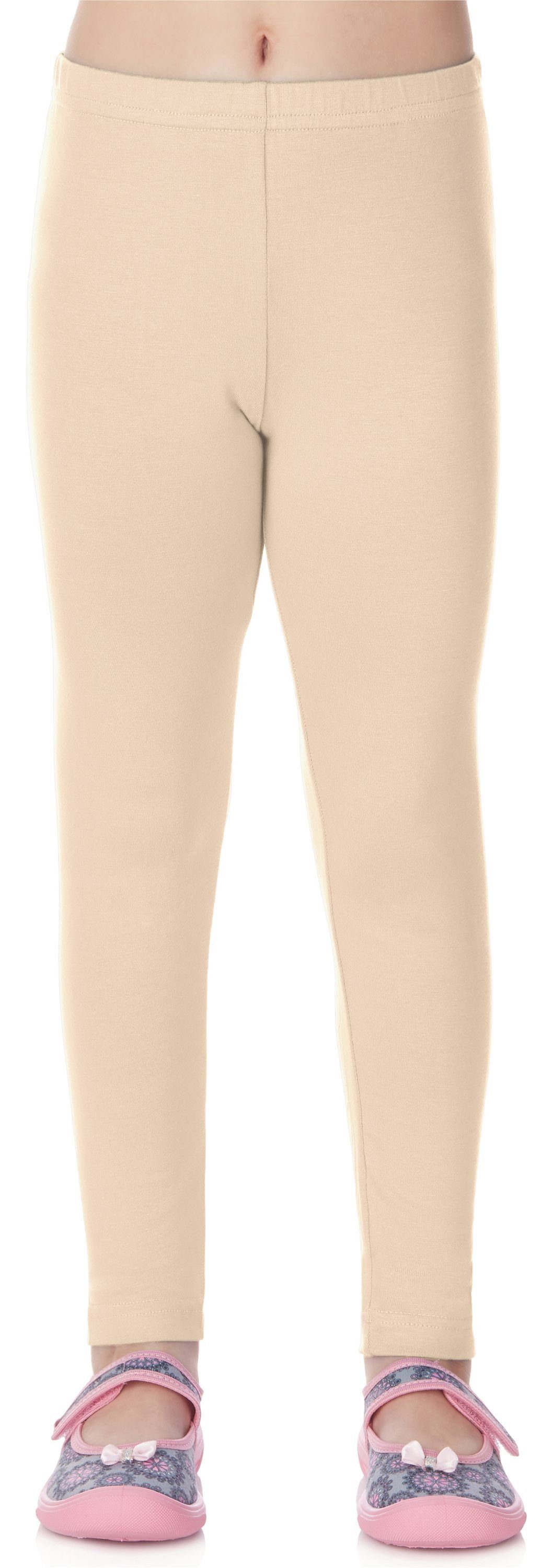 Lange Merry Bund Viskose Leggings elastischer Style (1-tlg) Mädchen MS10-130 Beige-1 Leggings aus