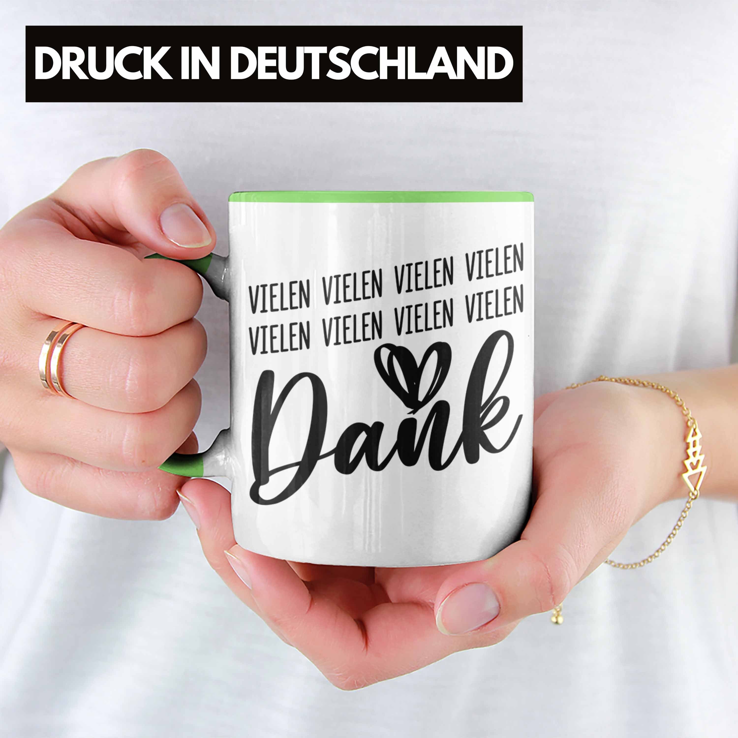 Trendation Tasse Trendation - Kaffeetasse Geschenkidee Geschenke Dankbar Sagen Danke Dankbarkeit Grün Dankeschön Danke Tasse