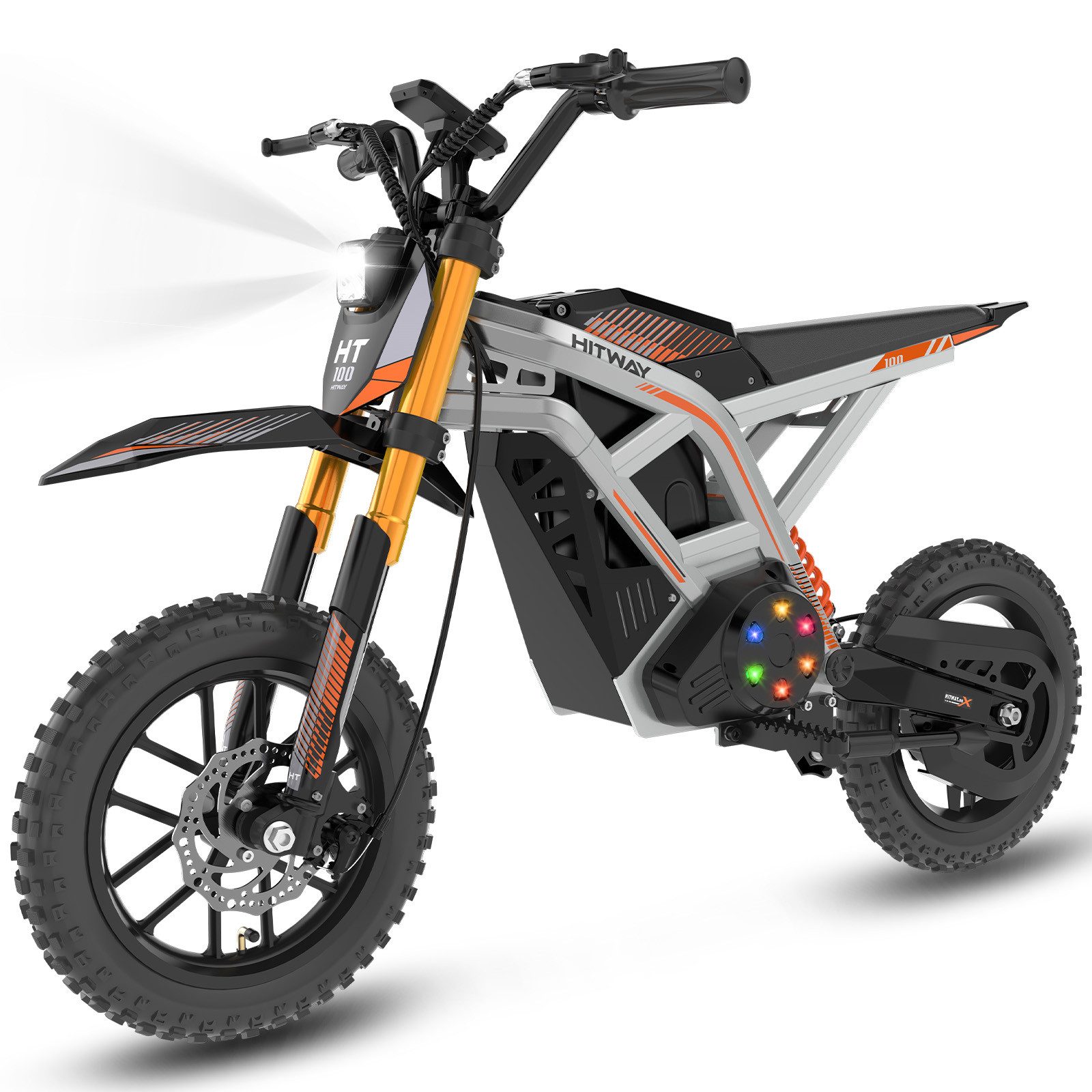 HITWAY Elektro-Kindermotorrad HT100, 36V 10,4Ah, 400W, 10/15/25 km/h, Reichweite 45 km, Belastbarkeit 70 kg, 10" Offroad-Reifen, Doppelbremsen, Doppeldämpfer, Aluminiumrahmen