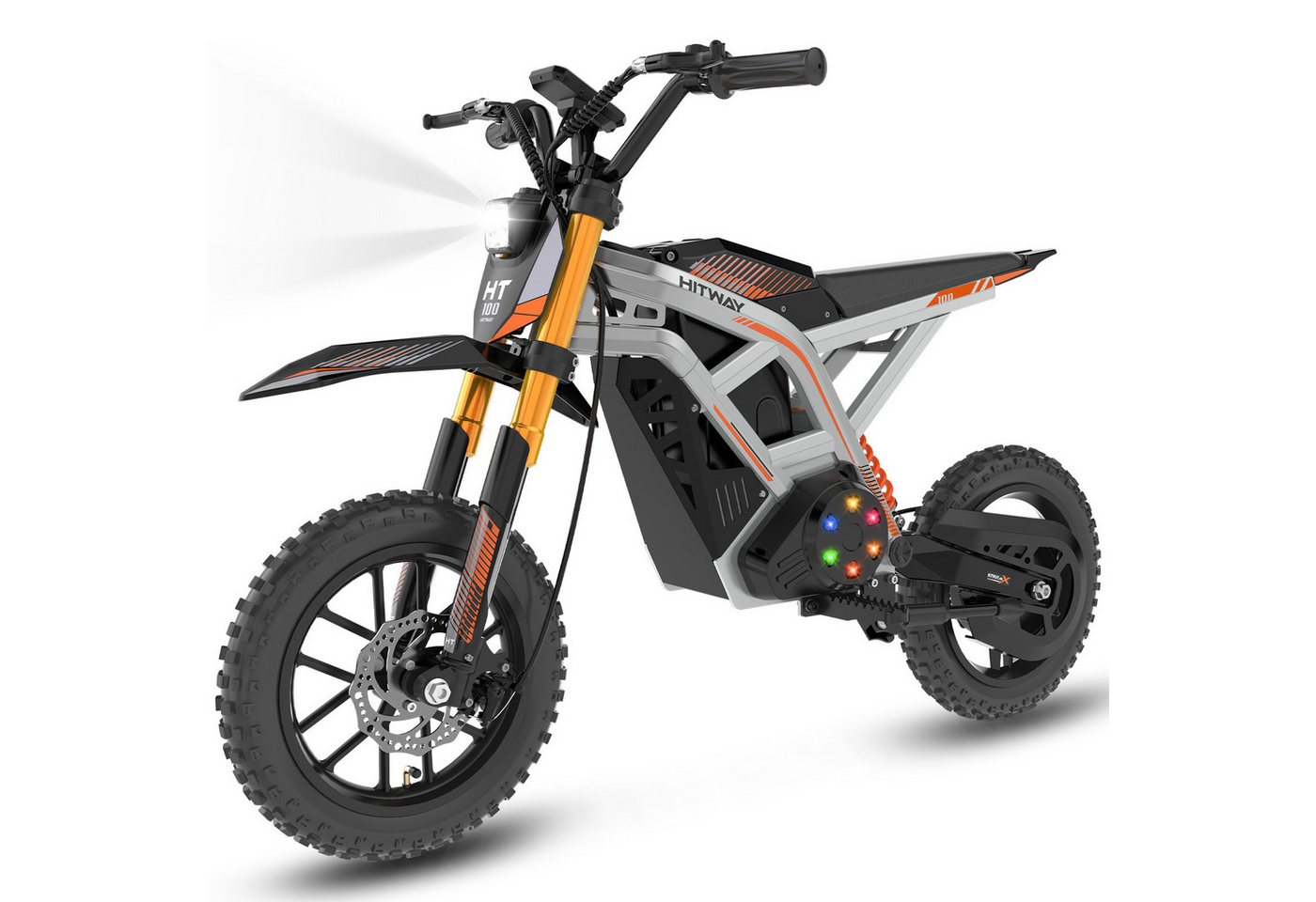 HITWAY Elektro-Kindermotorrad HT100, 36V 10,4Ah, 400W, 10/15/25 km/h, Reichweite 45 km, Belastbarkeit 70 kg, 10" Offroad-Reifen, Doppelbremsen, Doppeldämpfer, Aluminiumrahmen