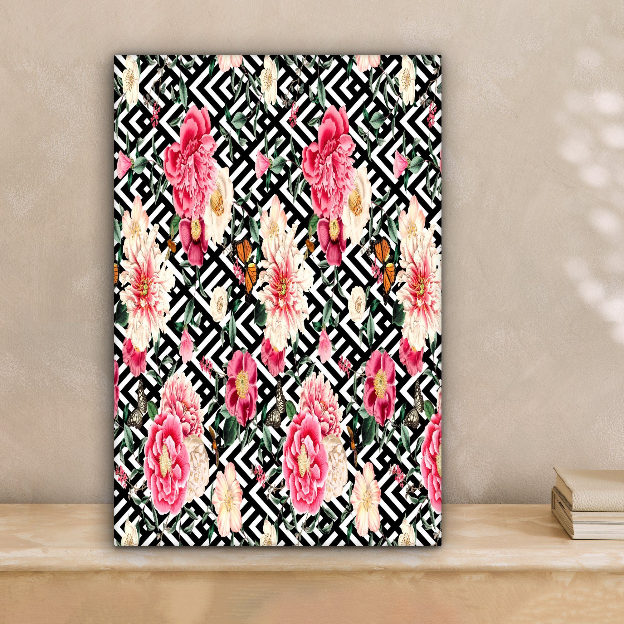Leinwandbild fertig - Gemälde, - OneMillionCanvasses® Pastell, inkl. (1 Leinwandbild 20x30 Zackenaufhänger, cm Schmetterling St), Blumen bespannt