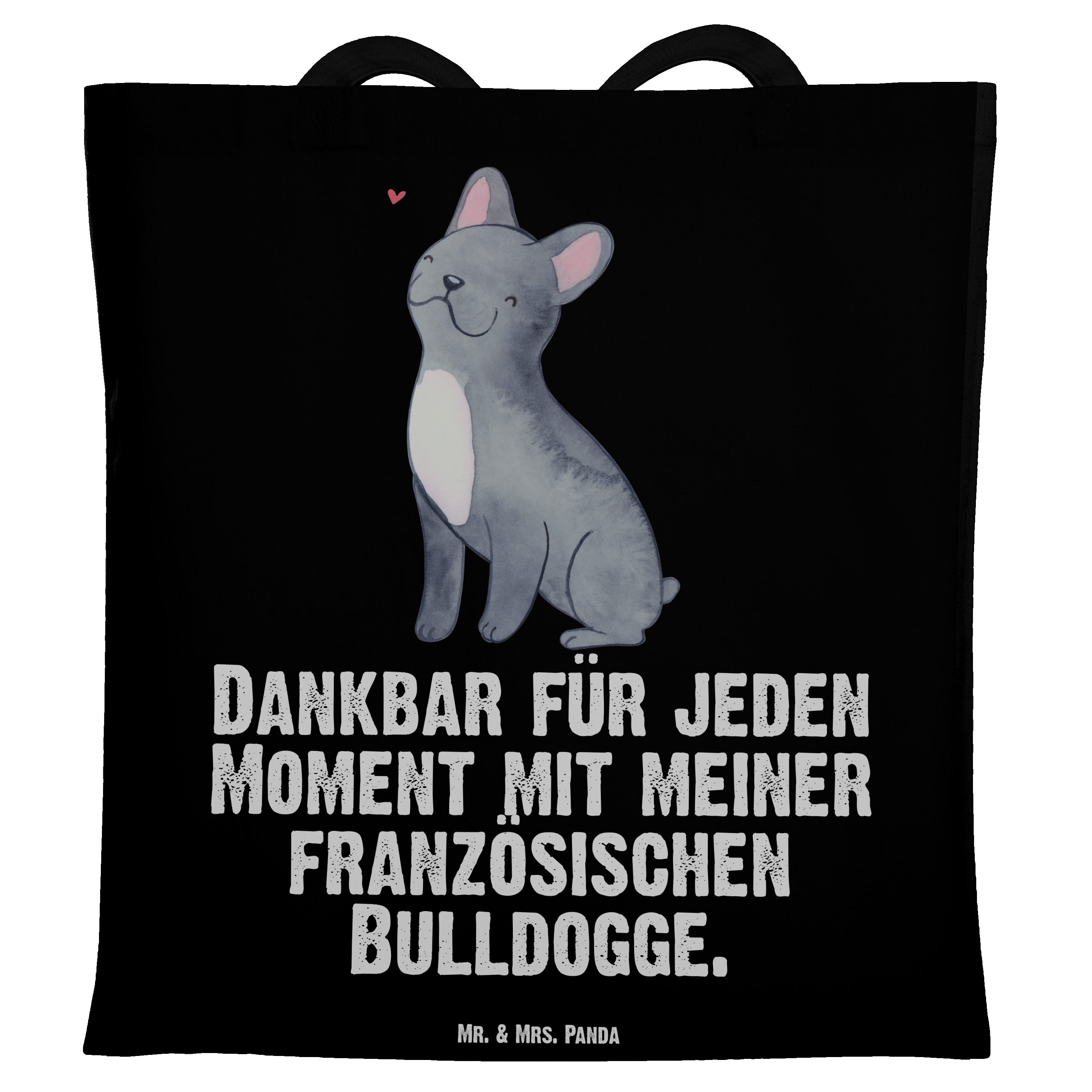 spottbillig Mr. & Bulldogge Panda Moment Schwarz Französische Geschenk, Tragetasche (1-tlg) Mrs. - Eink Stoffbeutel, 