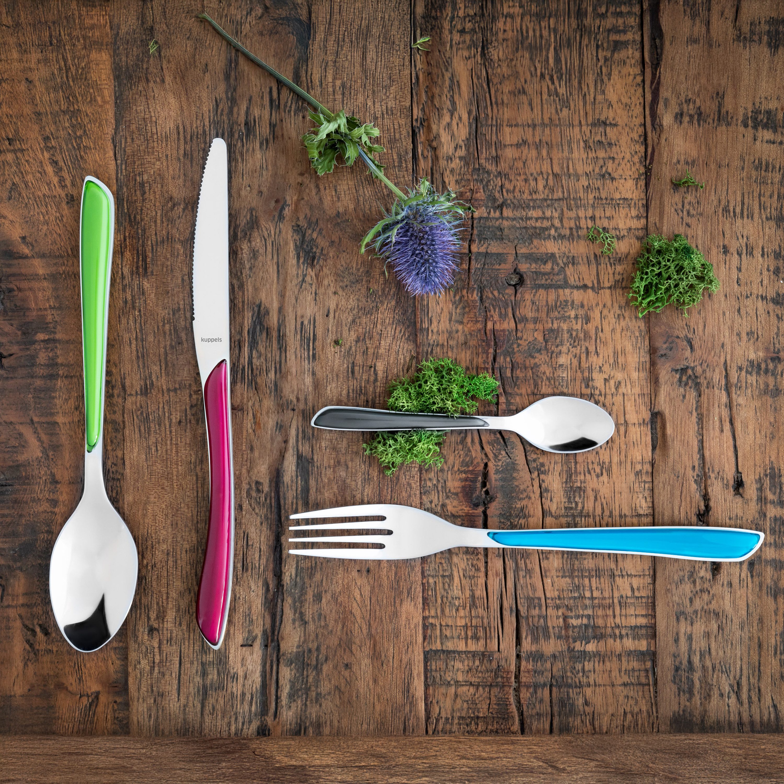 Kuppels Besteck-Set PRISMA (24-tlg), 6 Personen, 13/0 18/0 ABS, Griff Kunststoff, dunkelgrau glänzend