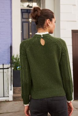 Next 2-in-1-Pullover Pullover mit Kräuselkragen und Zopfmuster (1-tlg)