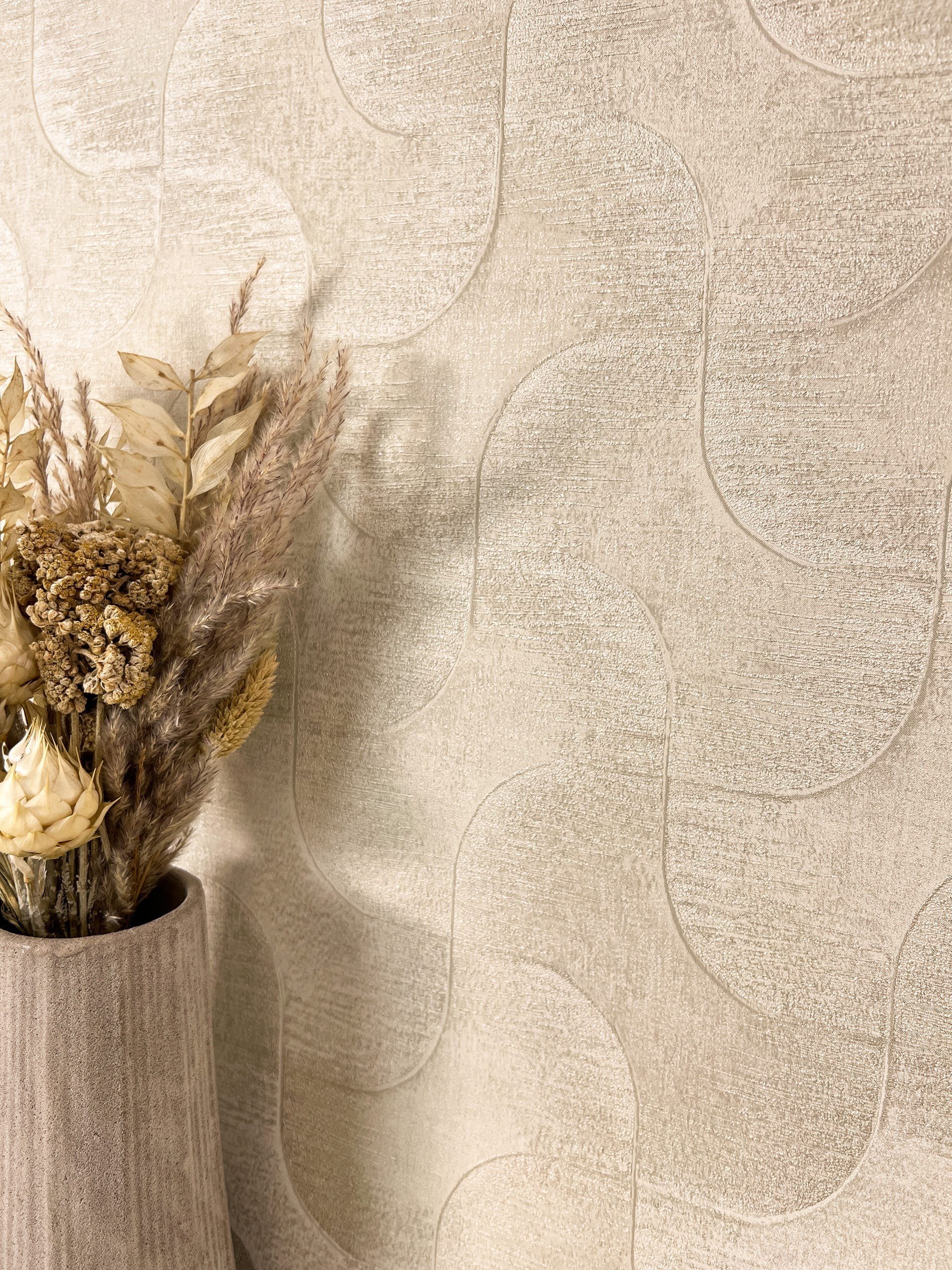 Newroom Vliestapete, Beige Tapete Glamour Muster günstig online kaufen