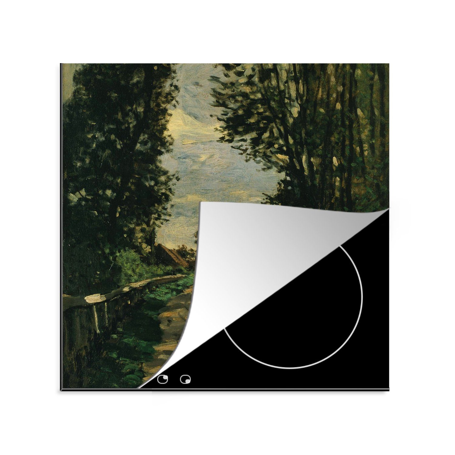 MuchoWow Herdblende-/Abdeckplatte Der Weg zum Bauernhof Saint Simon - Gemälde von Claude Monet, Vinyl, (1 tlg), 78x78 cm, Ceranfeldabdeckung, Arbeitsplatte für küche