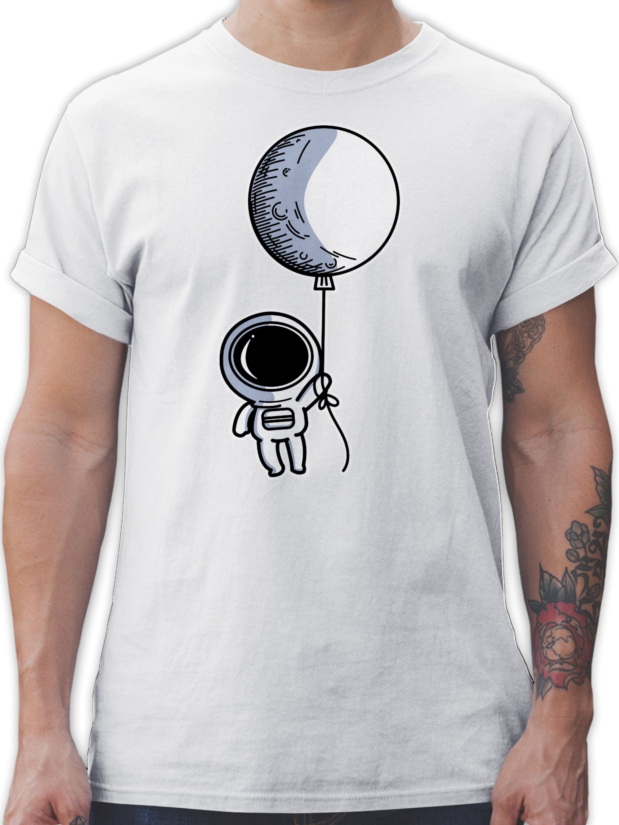 [Vom Hersteller generalüberholtes Produkt] Shirtracer T-Shirt Astronaut 03 Geschenke Nerd mit Weiß Luftballon
