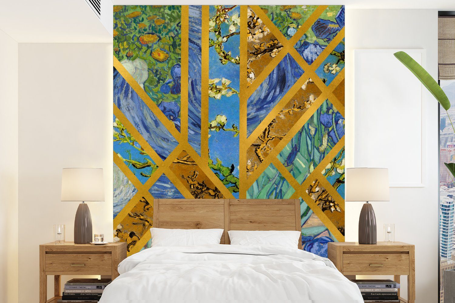 MuchoWow Fototapete Vincent van Gogh - Kunst - Design, Matt, bedruckt, (4 St), Montagefertig Vinyl Tapete für Wohnzimmer, Wandtapete