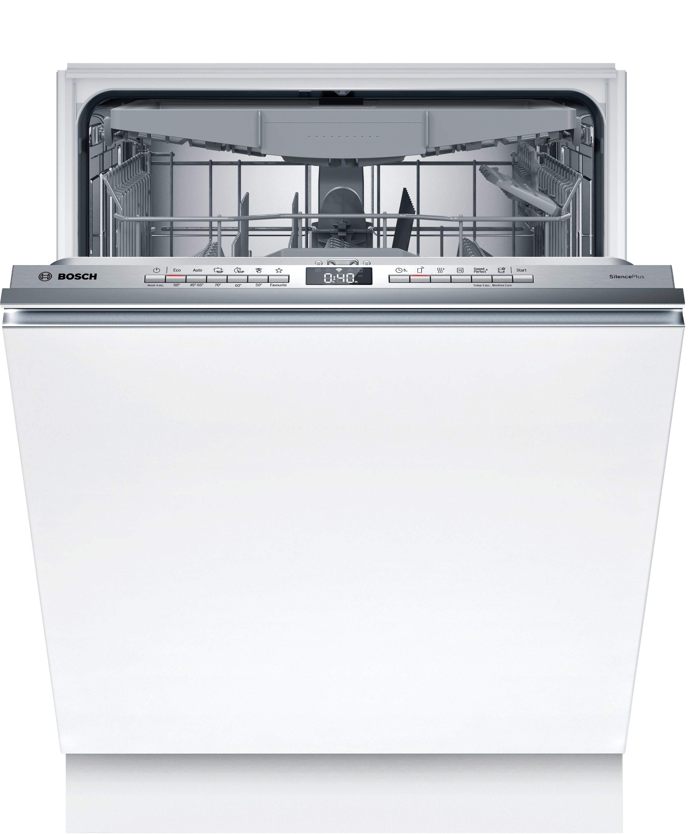 BOSCH vollintegrierbarer Geschirrspüler Serie 4 SMV4ECX28E, 14 Maßgedecke, Automatische Türöffnung für Effizienz, flexible Körbe & Schubladen