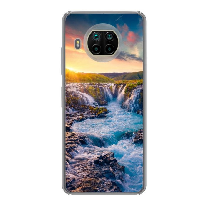 MuchoWow Handyhülle Wasserfall - Pflanzen - Moos - Landschaft - Sonnenuntergang - Fels Phone Case Handyhülle Xiaomi Mi 10T Lite Silikon Schutzhülle