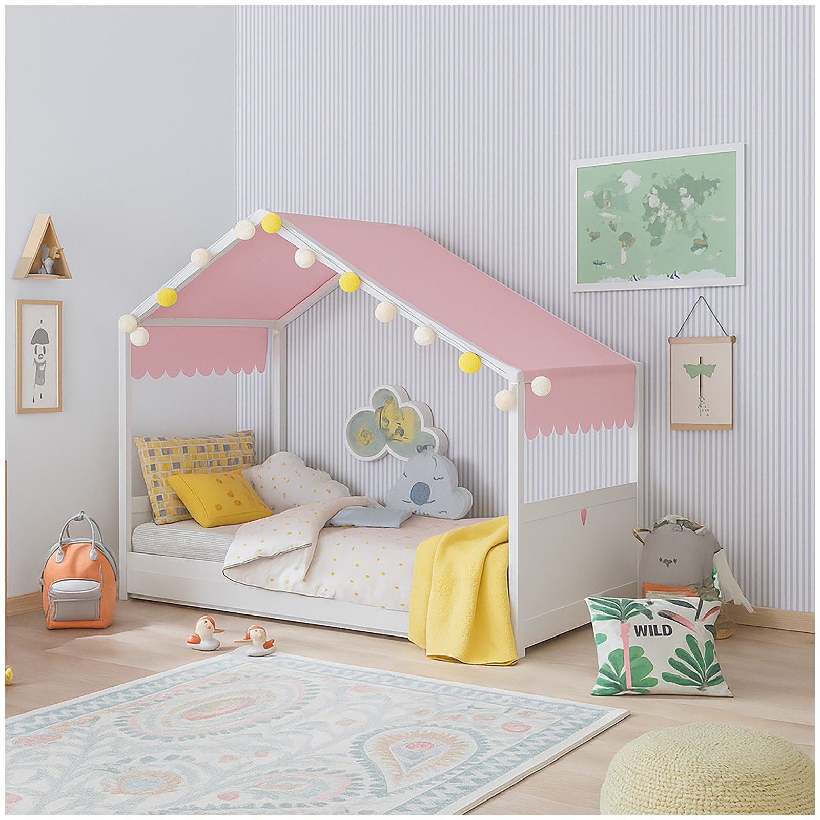HTI-Living Kinderbett Kinderbett mit Markisendach (Stück, 1-tlg., 1 Bett mit Dach), Hausbett. € 199,99