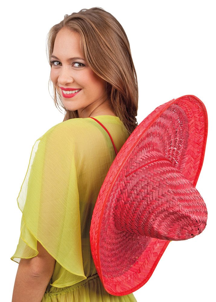 Funny Fashion Strohhut Sombrero Santiago Ø 50 cm - Hut zum Mexiko Kostüm