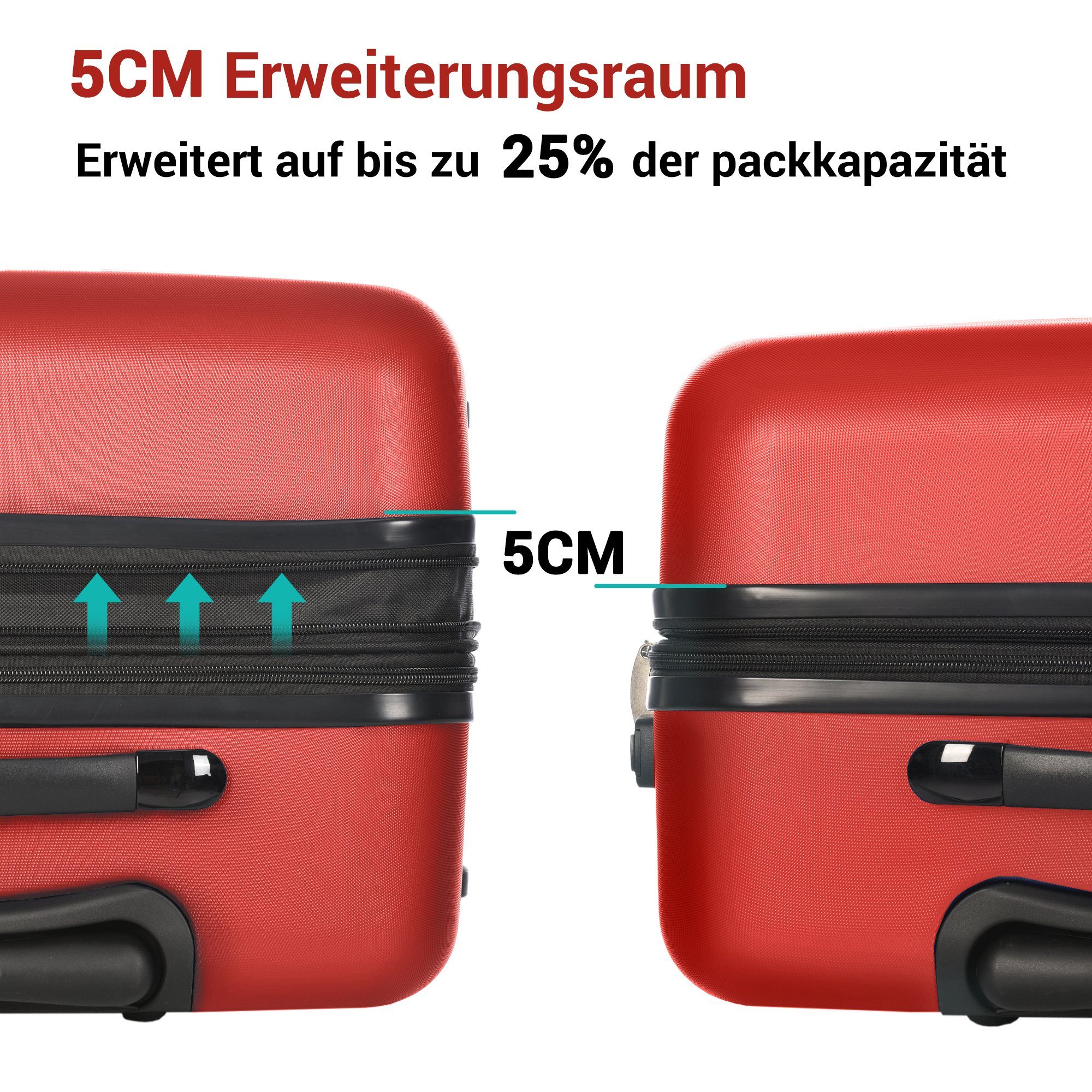 Flieks Hartschalen-Trolley, 4 Rollen, Hartschalenkoffer Handgepäck-Trolley Reisekoffer Geschäftsreisekoffer
