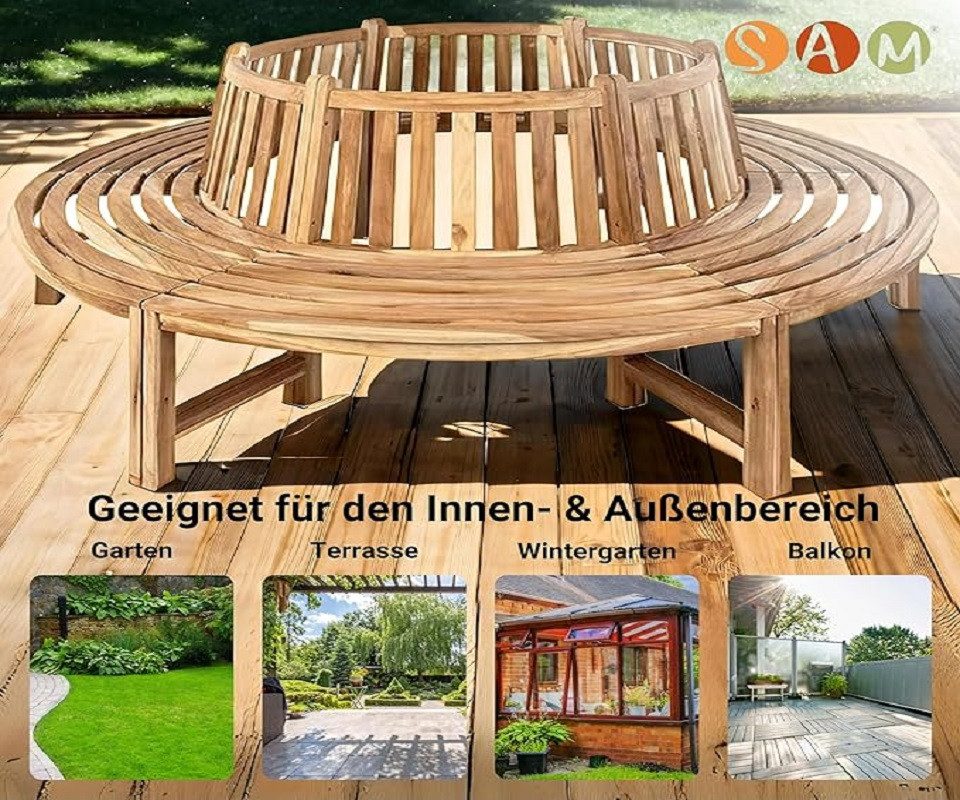 SAM® Rundbank Tibon, Teakholz massiv, runde Bank, stabil und hochwertig