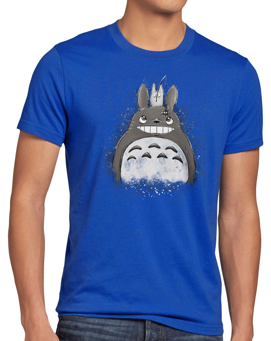 style3 Print-Shirt Herren T-Shirt Totoro Duo neko mein nachbar anime tonari no blau
