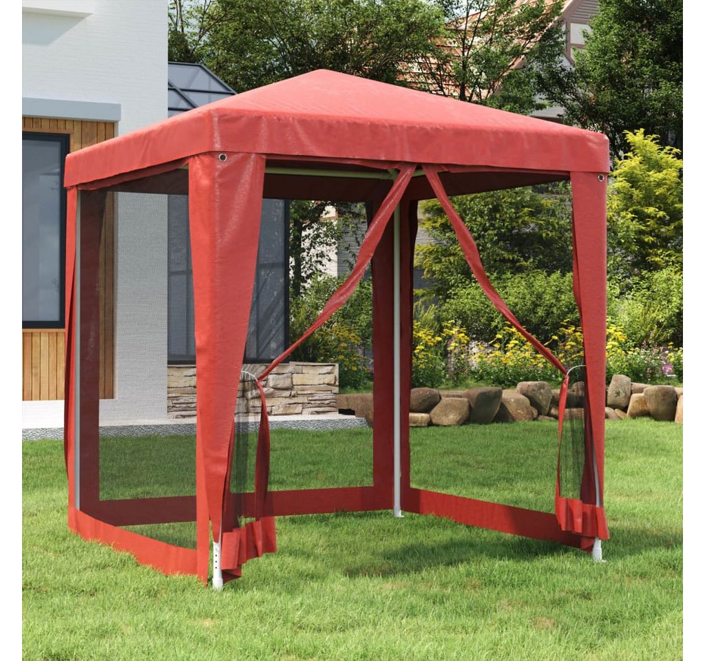 Thumbnail - vidaXL Partyzelt, Pavillon mit 4 Mesh-Seitenwänden Rot 2x2 m HDPE