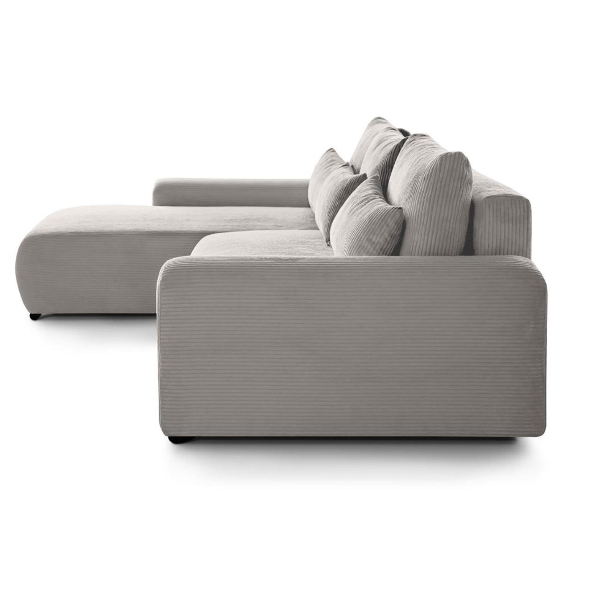 Beautysofa inkl. Corner Design, Benny, Schlaffunktion, aus Ecksofa Cordstoff stilvoll Sofa im Polsterecke modernes L-förmiges Wellenfedern, Bettkasten,