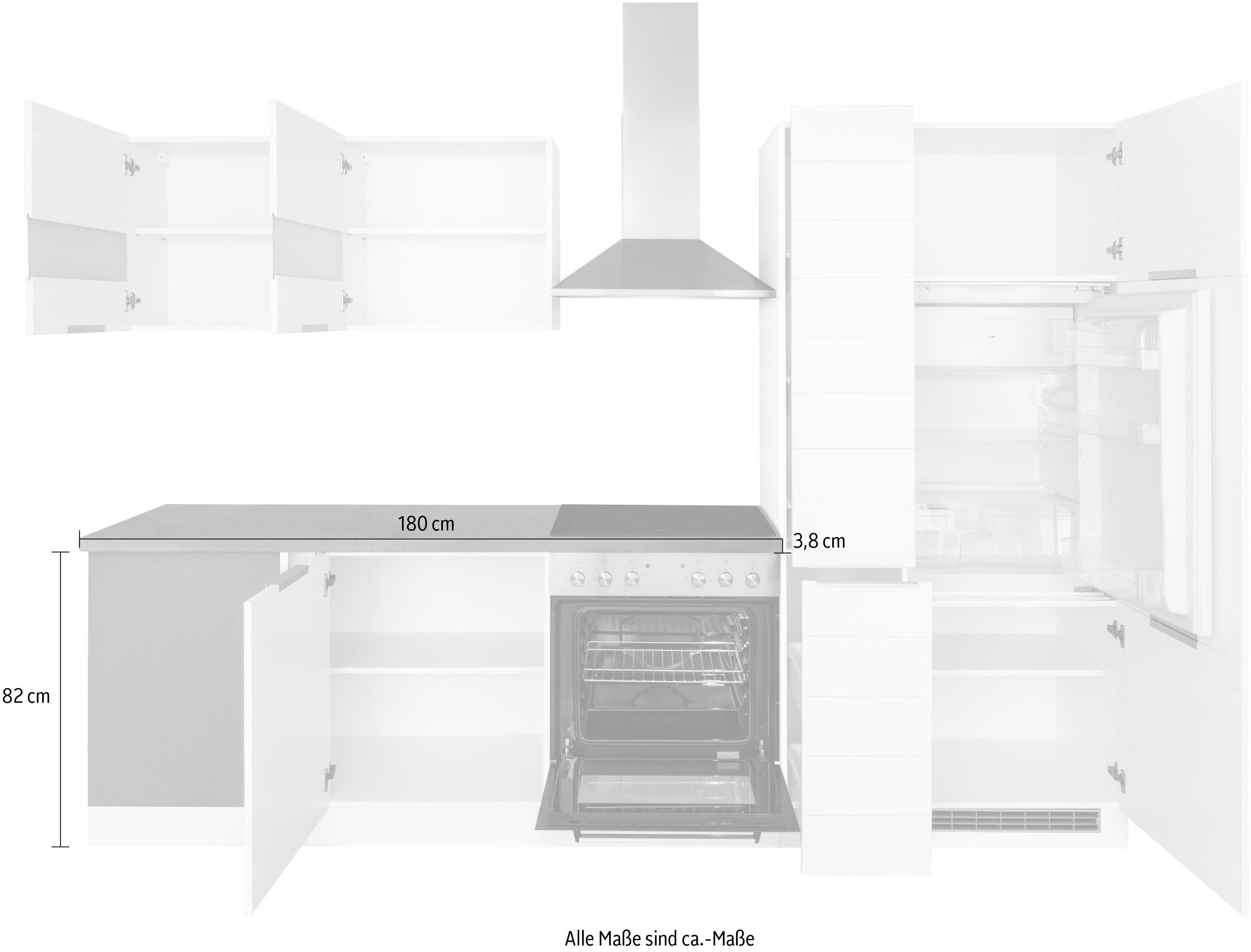 KOCHSTATION Winkelküche KS-Luhe, Stellbreite 240x270 cm, wahlweise mit oder ohne E-Geräten, MDF-Fronten