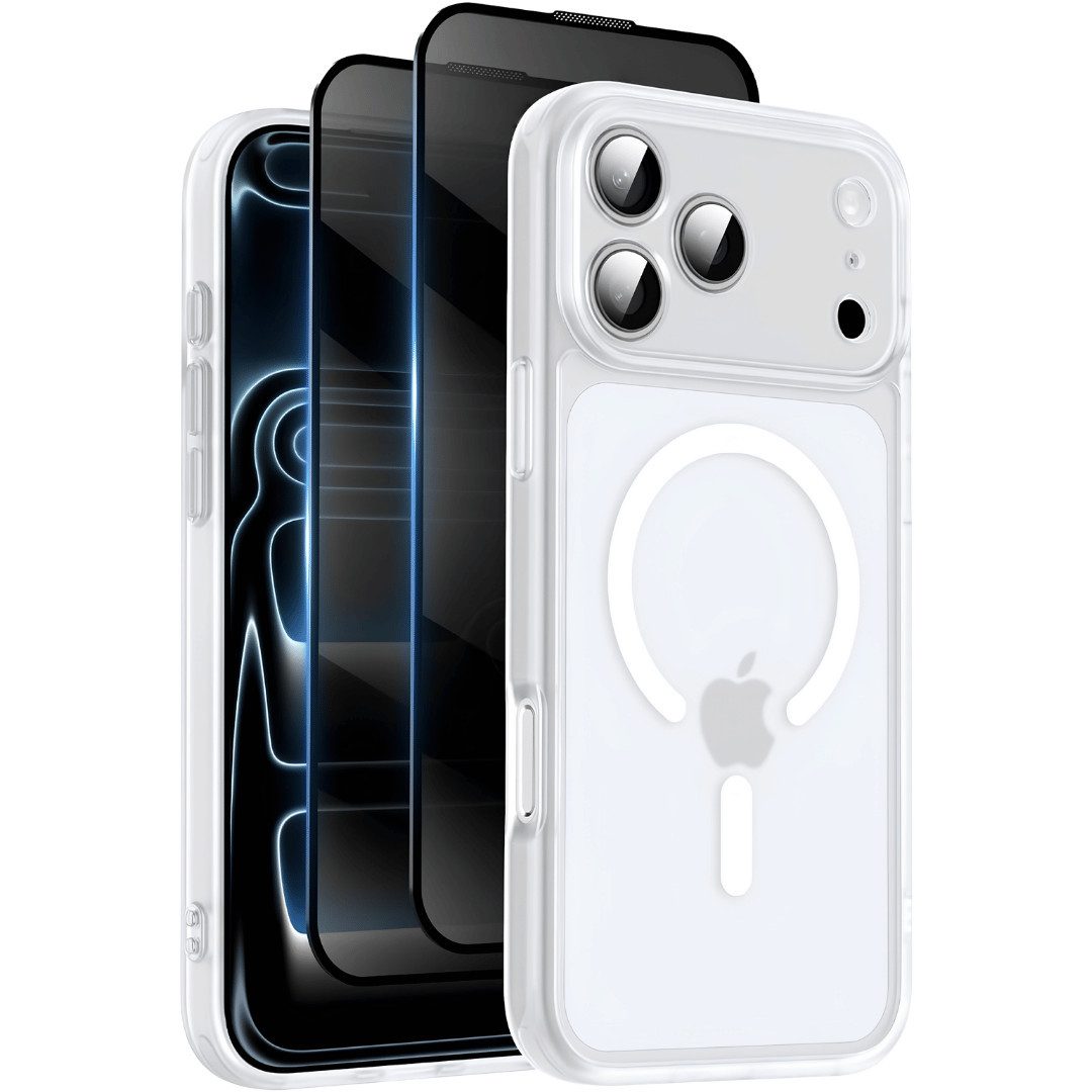 SmartUP Smartphone-Hülle + 2X Schutzglas für iPhone 17 Pro Max Magsafe Privacy Blickschutz 9H 6,9 Zoll, kompletter Rundumschutz, Blickschutz, Anti-Spy