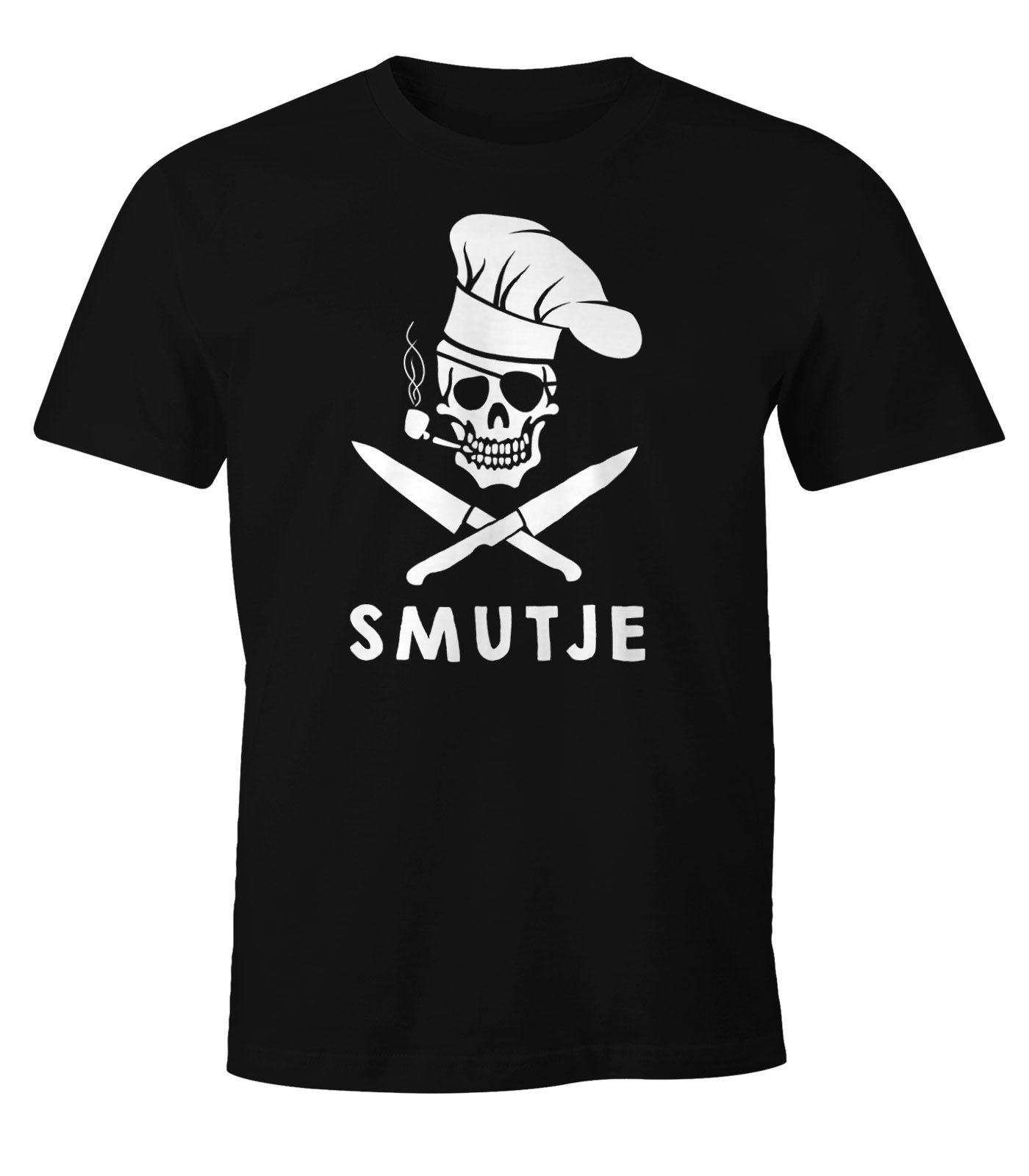 T-Shirt mit Smutje Fun-Shirt Print-Shirt Print schwarz Pirat Koch MoonWorks Moonworks® Herren