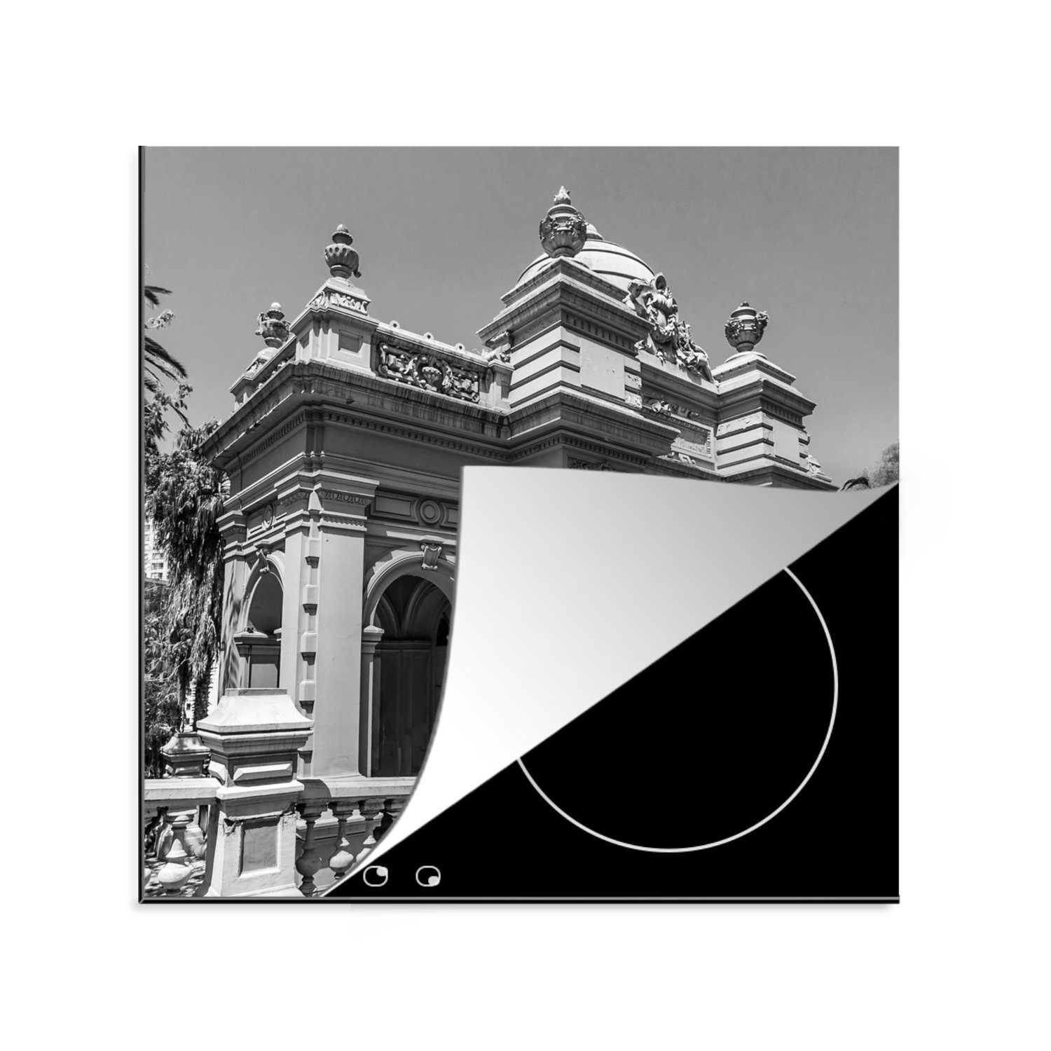 MuchoWow Herdblende-/Abdeckplatte Arbeitsplatte Schwarz-Weiß-Bild (1 auf für dem Ceranfeldabdeckung, 78x78 cm, Vinyl, Gebäudes eines küche tlg), Santa-Lucia-Hügel